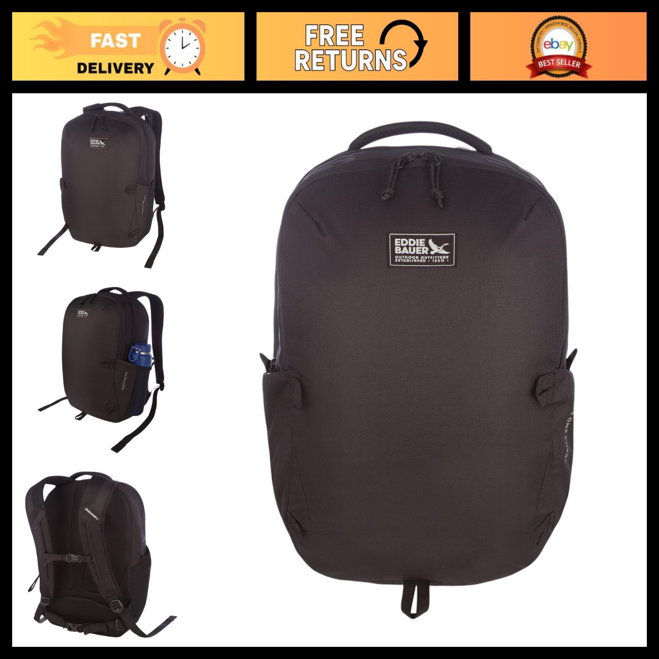 28L Backpack with Laptop Sleeve | Travel, Work, Commuting | Padded Straps, Side