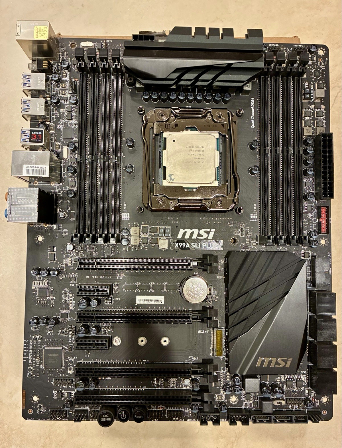 MSI X99A SLI Plus ATX LGA2011-3 Motherboard + Intel core i7