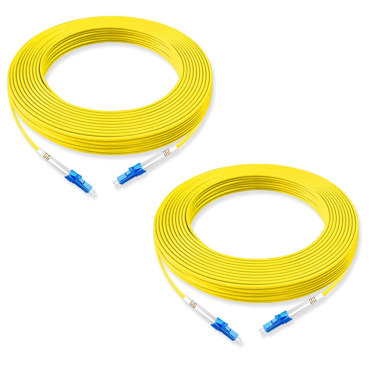 Lebrudos 2Pcs 15 Meter Fiber Optic Patch Cord LC UPC to LC UPC, Simplex Singl...
