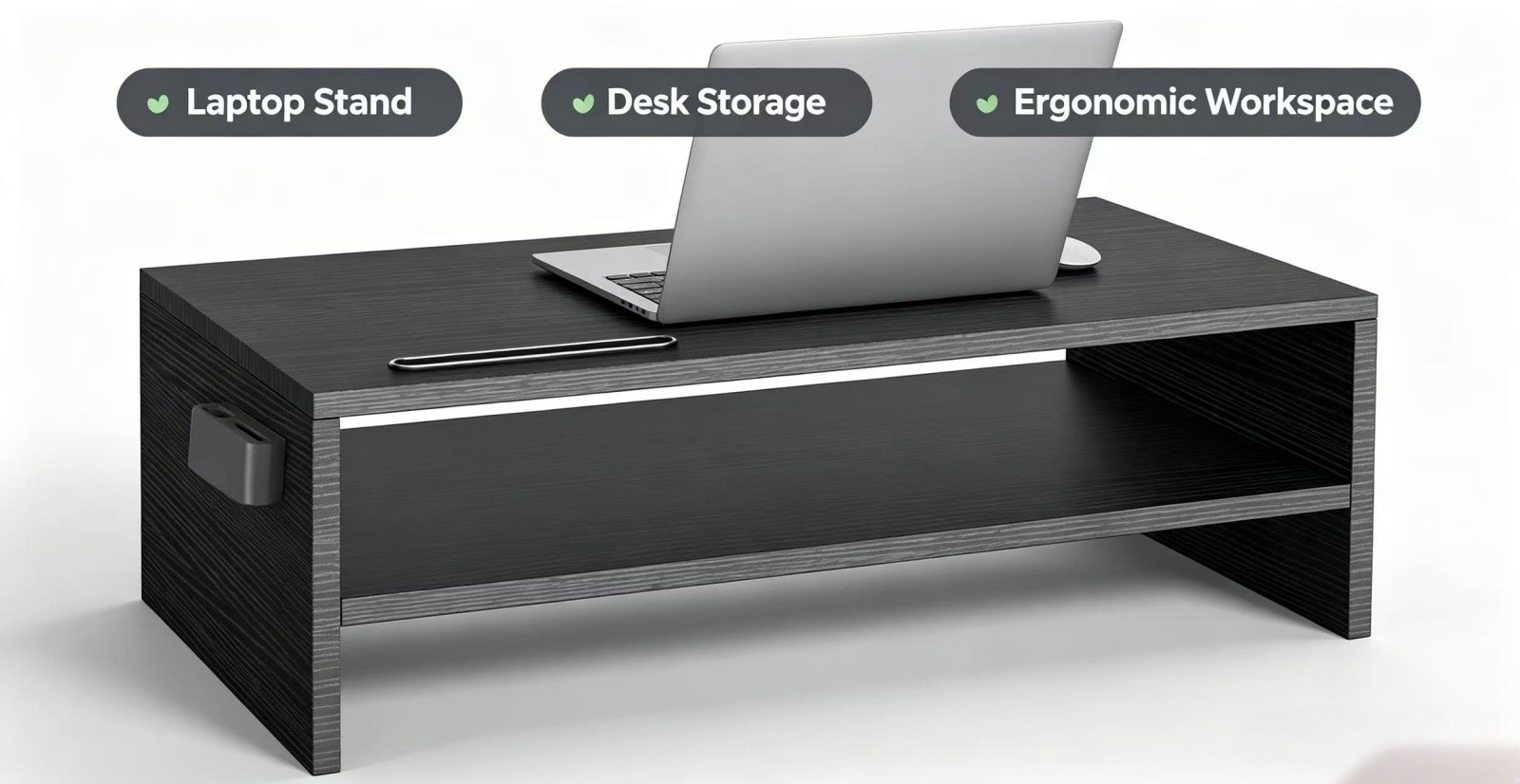 Wooden Desktop Monitor Stand Riser w/ Storage Desk Organizer for Laptop Computer