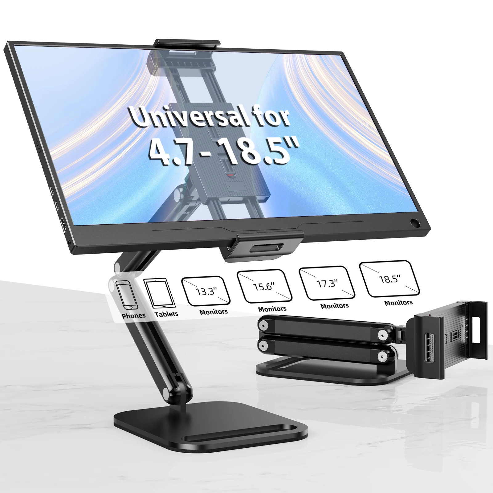 UPERFECT Portable Monitor Stand Adjustable Clamp for 6-18.5" Screens