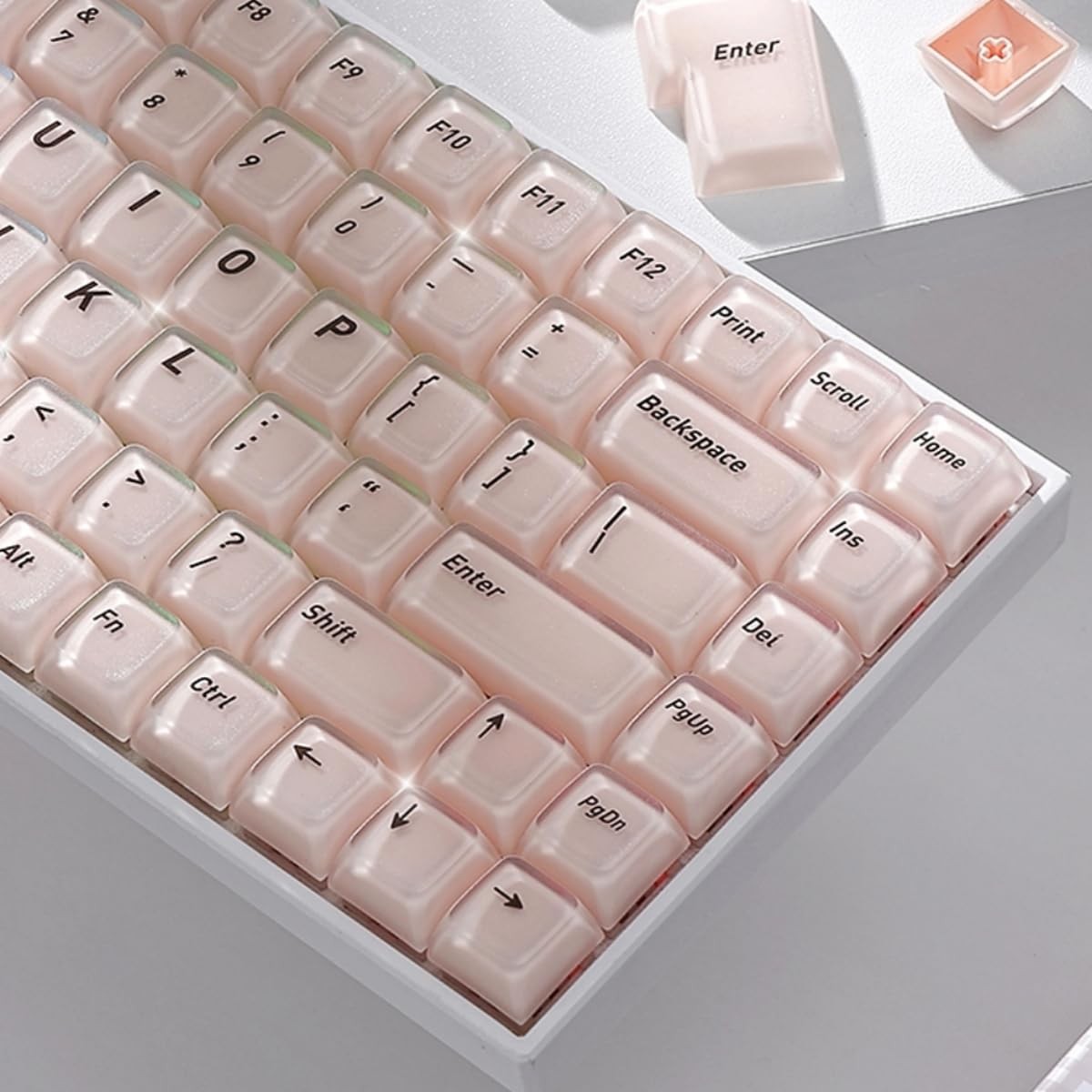 Thick Jelly Keycaps Frosted Pink Foundation Shine Through CSA Profile 132Key