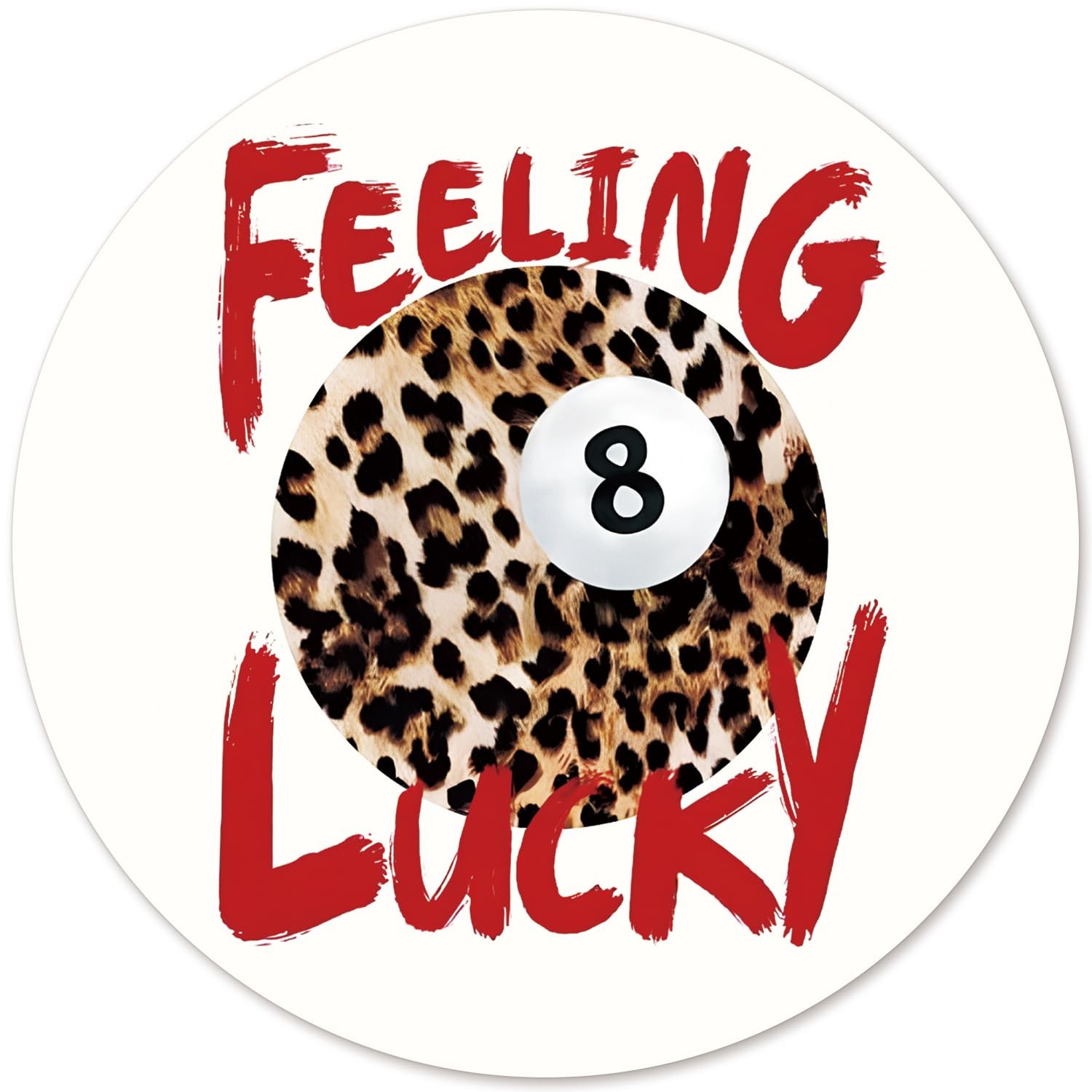 Leopard Lucky 8 Ball Round Mouse Pad Trendy NonSlip Preppy Disco 8.7x8.7 Inch