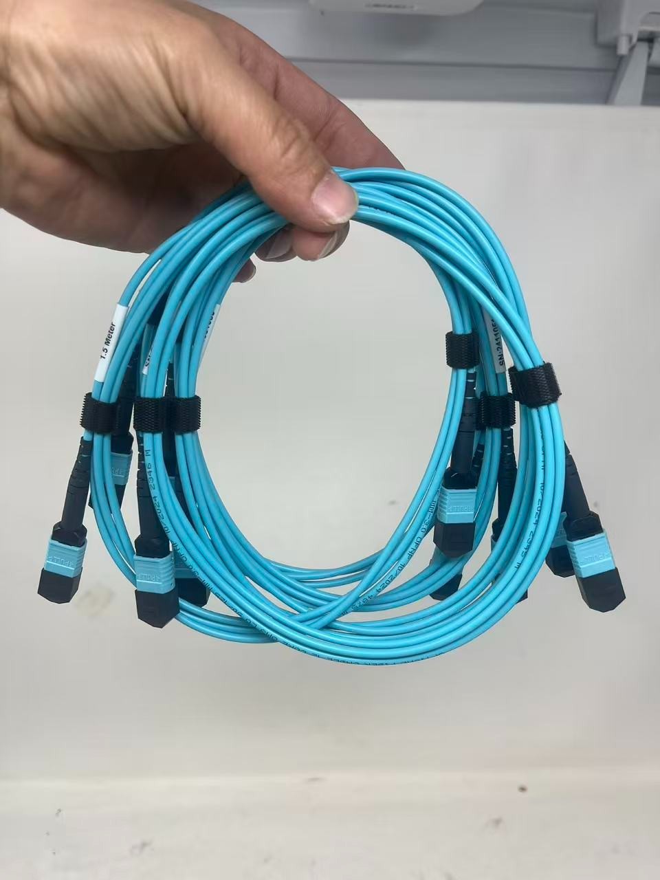 Lot 10 * 12F MPO OM3 MPO Fiber Optic Cables  Type B 1.75M Aqua  female to female