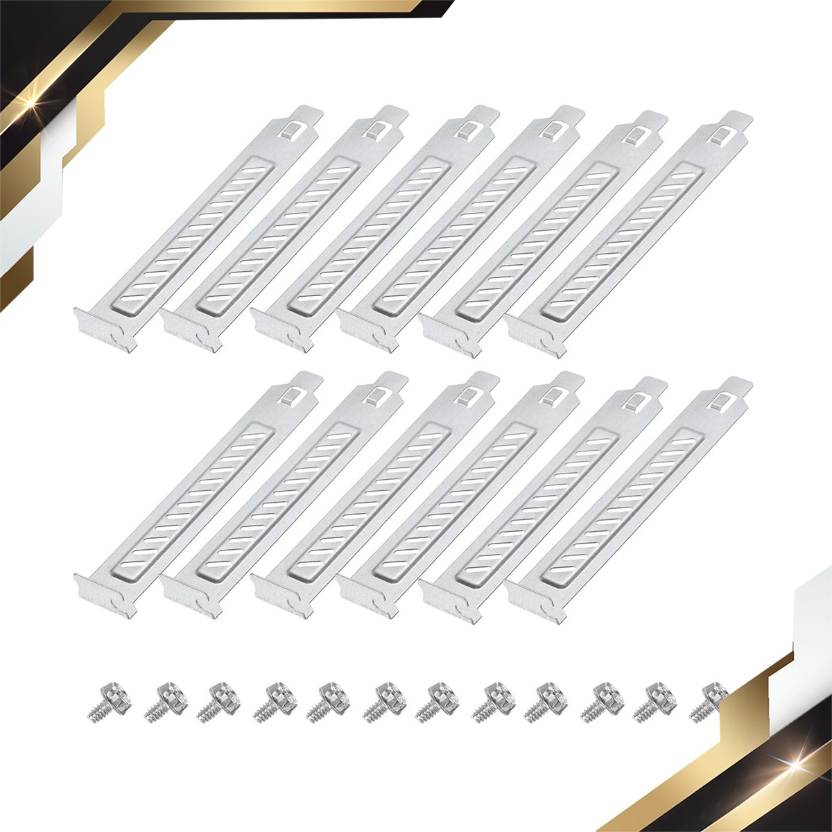 12PCS Silvery PCI Slot Cover Dust Filter Blanking Plate Bracket Expansion Holes
