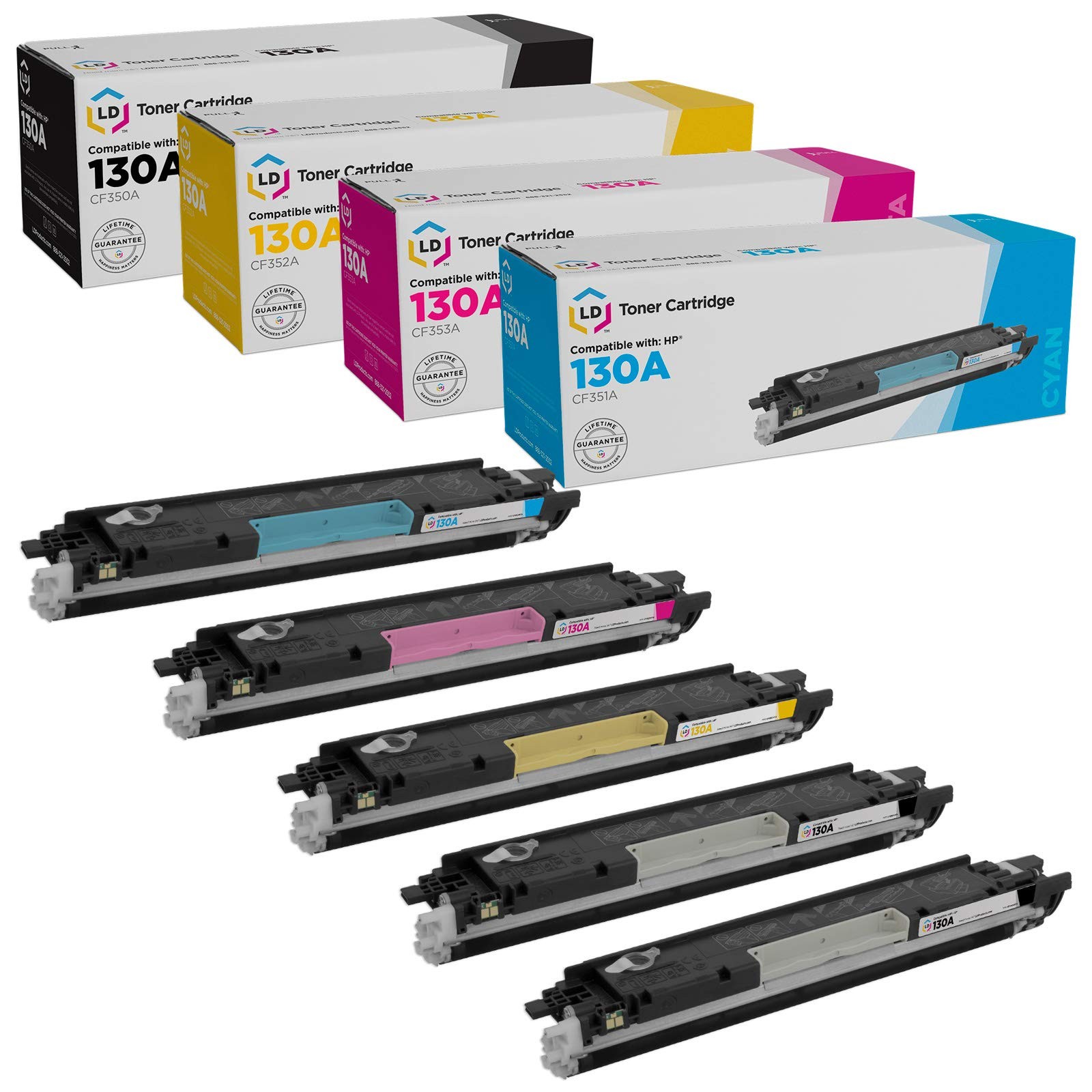 LD Reman Toner Cartridge Replacement for HP 130A (2 Black, 1 Cyan, 1