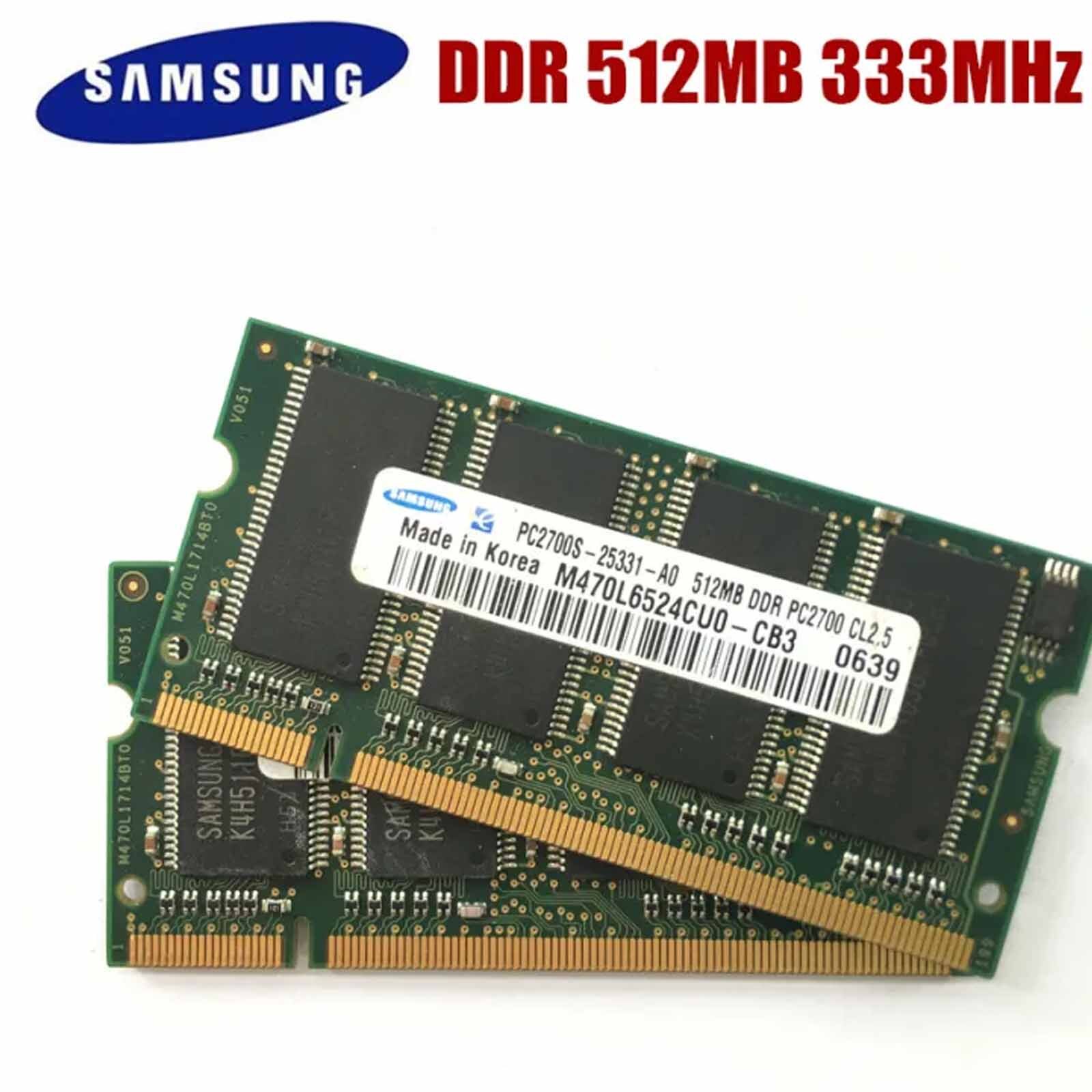 SAMSUNG DDR1 1GB 2X512MB PC-2700S DDR 333MHZ RAM SODIMM Laptop Memory Notebook