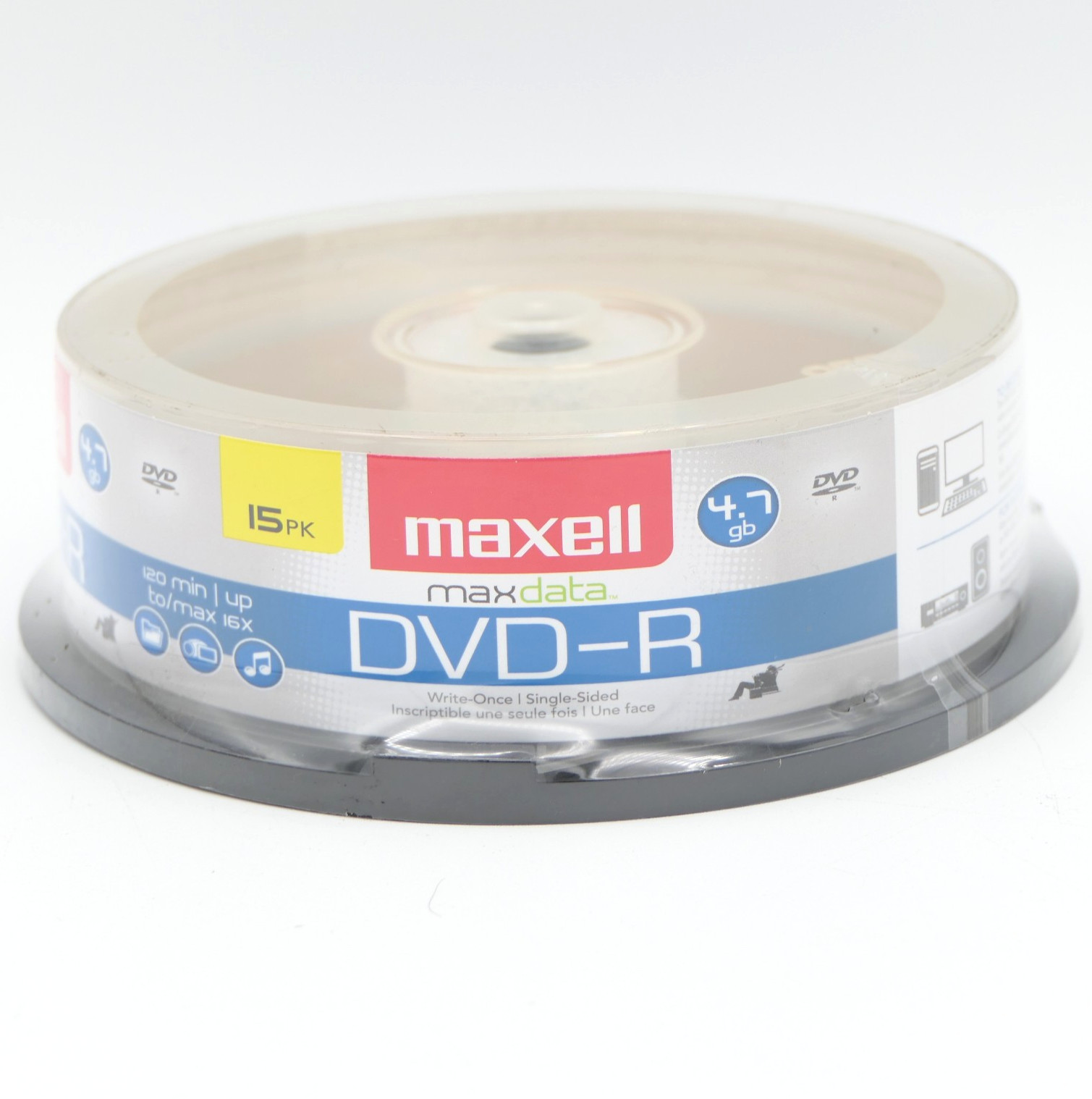 Maxell MaxData DVD-R 15Pk Spindle Recordable DVD's 4.7GB 16x 120 Min Single Side