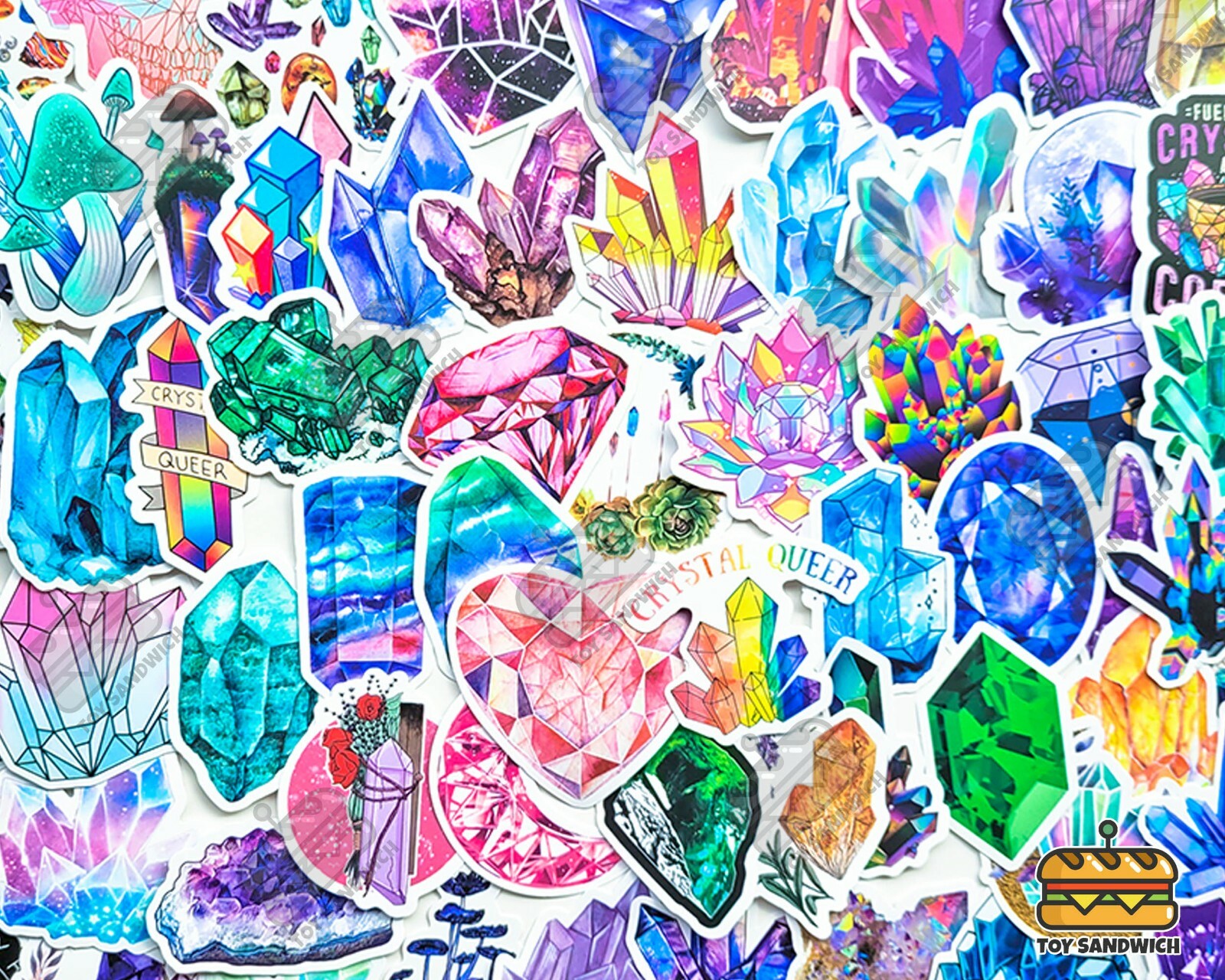 50 pcs "Healing Crystals" Sticker Set Bloodstone Moonstone Feng Shui Energy Gems