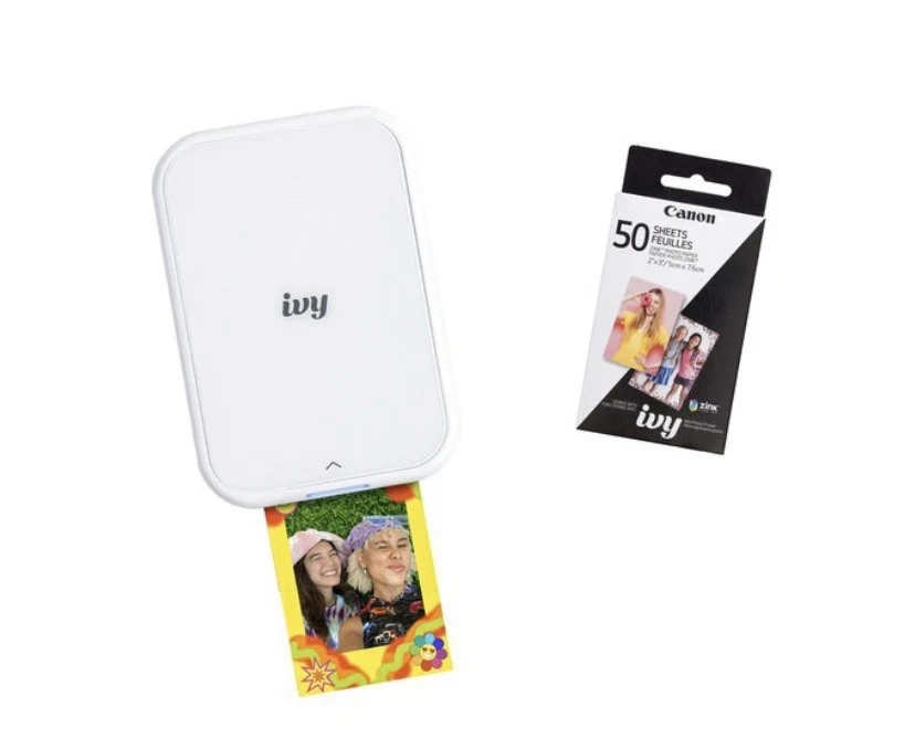 Canon Ivy 2 Mini Photo Printer White Bundle 50 Zink Photo Sheets Total 60 Sealed