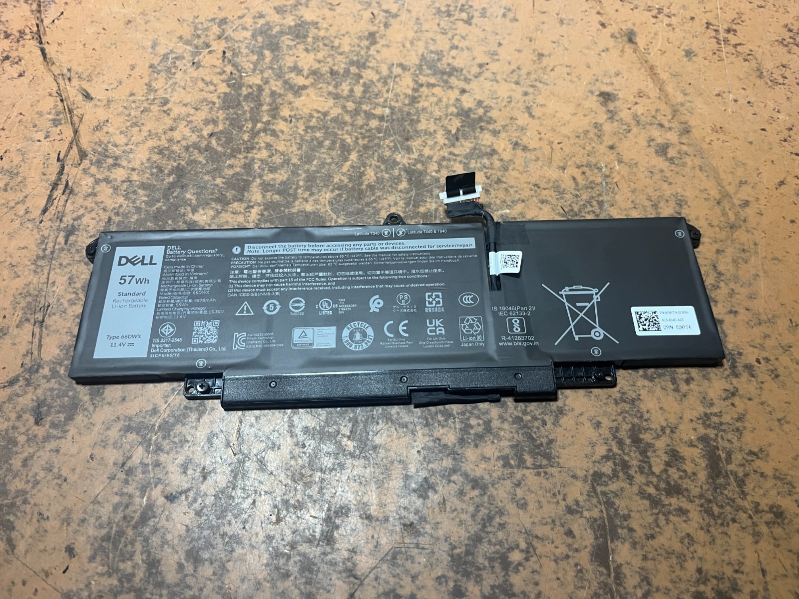 Genuine 66DWX WW8N8 Battery For Latitude 7340 7350 Series P126F P126F001 P175G
