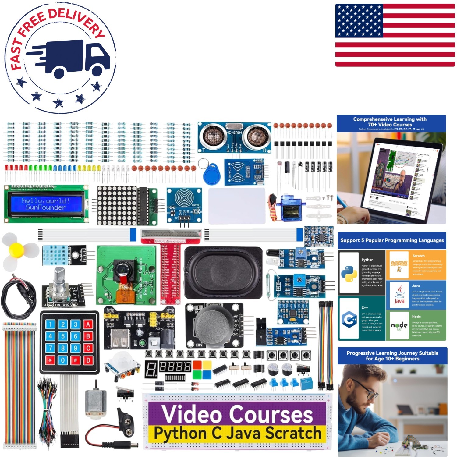 Raphael Ultimate Raspberry Pi Starter Kit: 337+ Components & Expert Tutorials