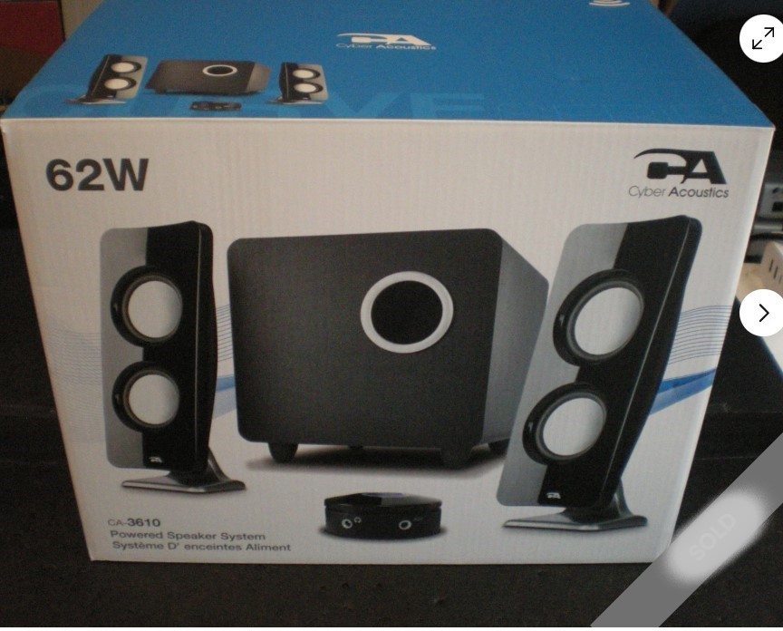 Cyber Acoustics CA-3610 2.1 Speaker System Subwoofer 62W, NEW Factory Retail ++