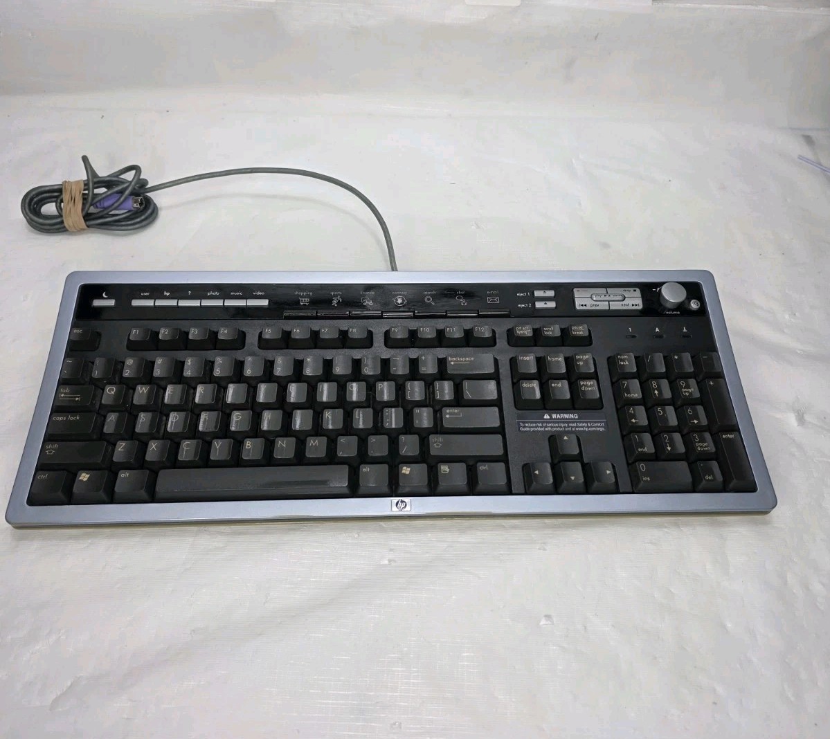 HP Hewlett-Packard PS/2 Multimedia Keyboard Wired Model 5209 #5187-3550 Tested