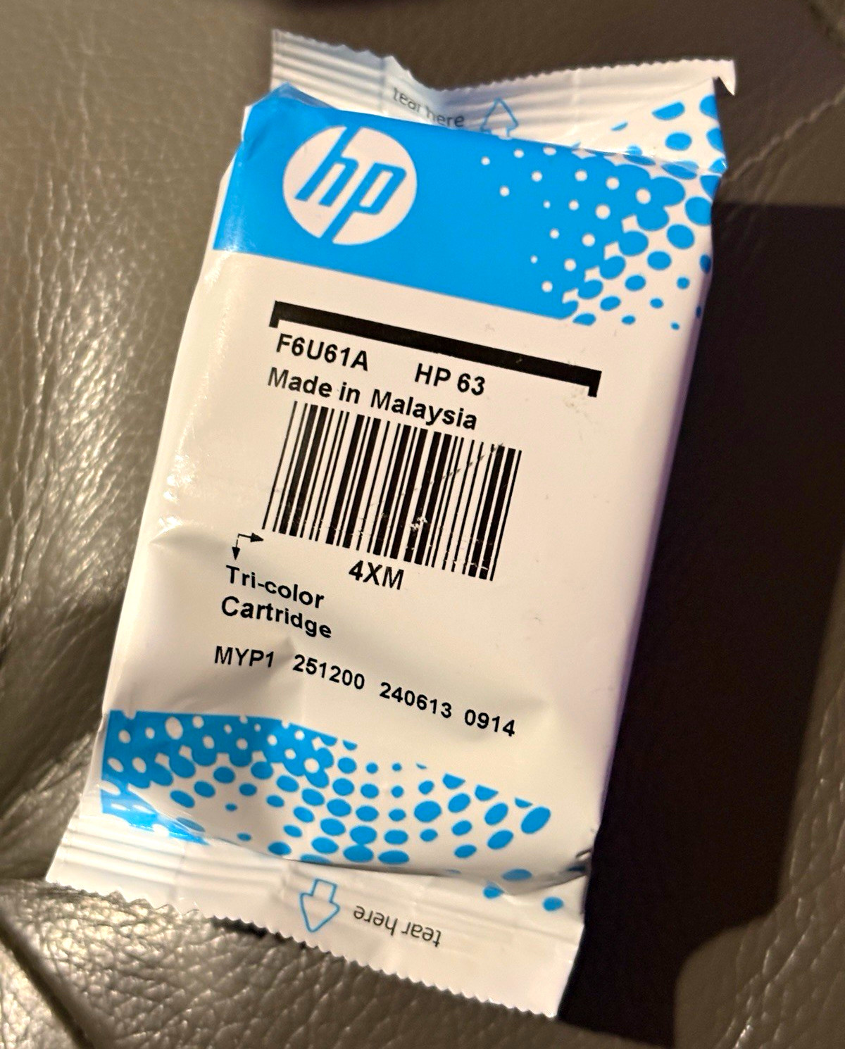 NEW Genuine HP 63 Tri-Color Ink Cartridge F6U61A Compatible HP Printers