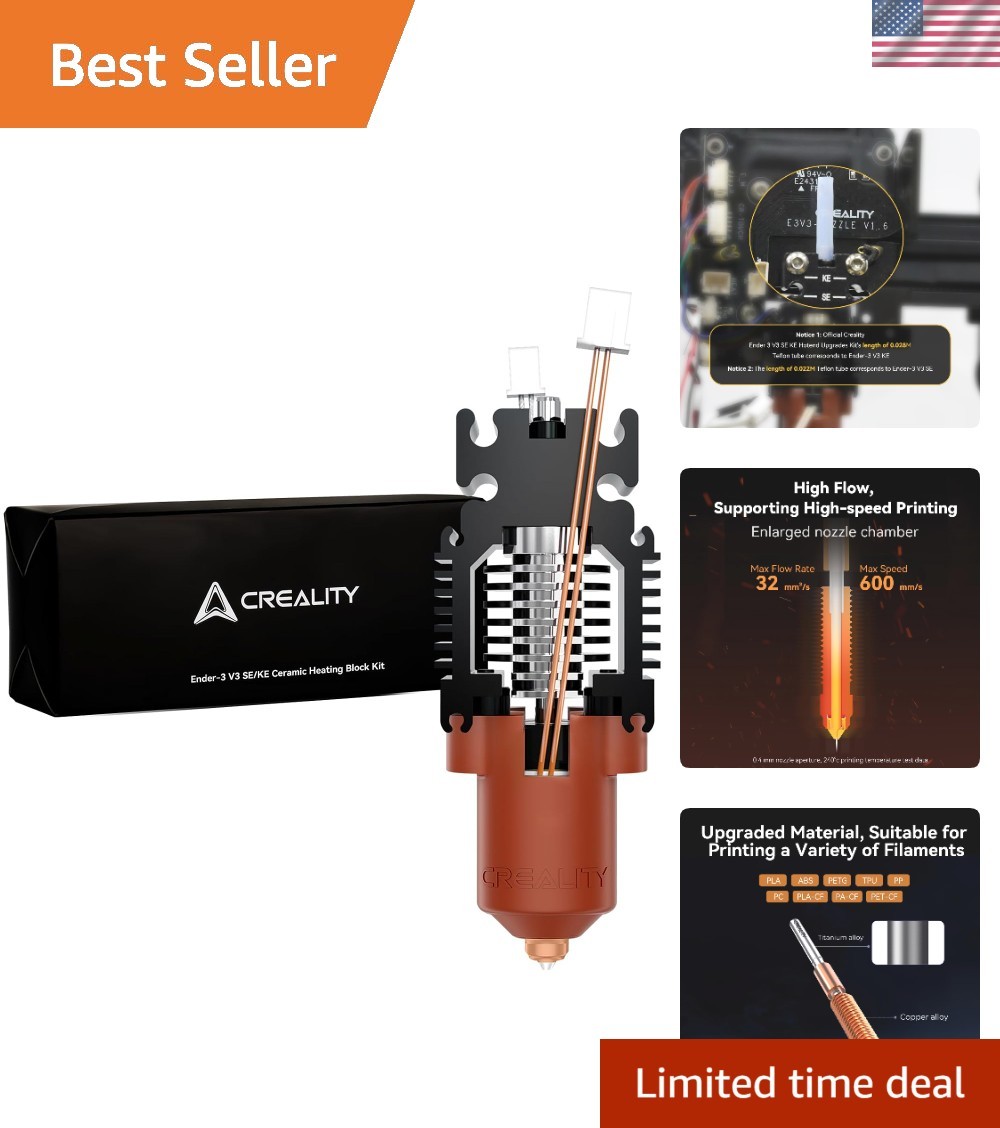 Official Upgrade Hotend Kit, 3D Printers Ceramic Heating Block with Quick-swa...