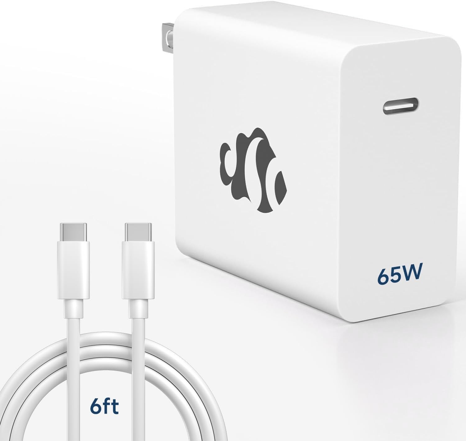 NIMO 65W GaN USB C Fast Charger, Compact PD 3.0 Adapter with 6.6ft Cable