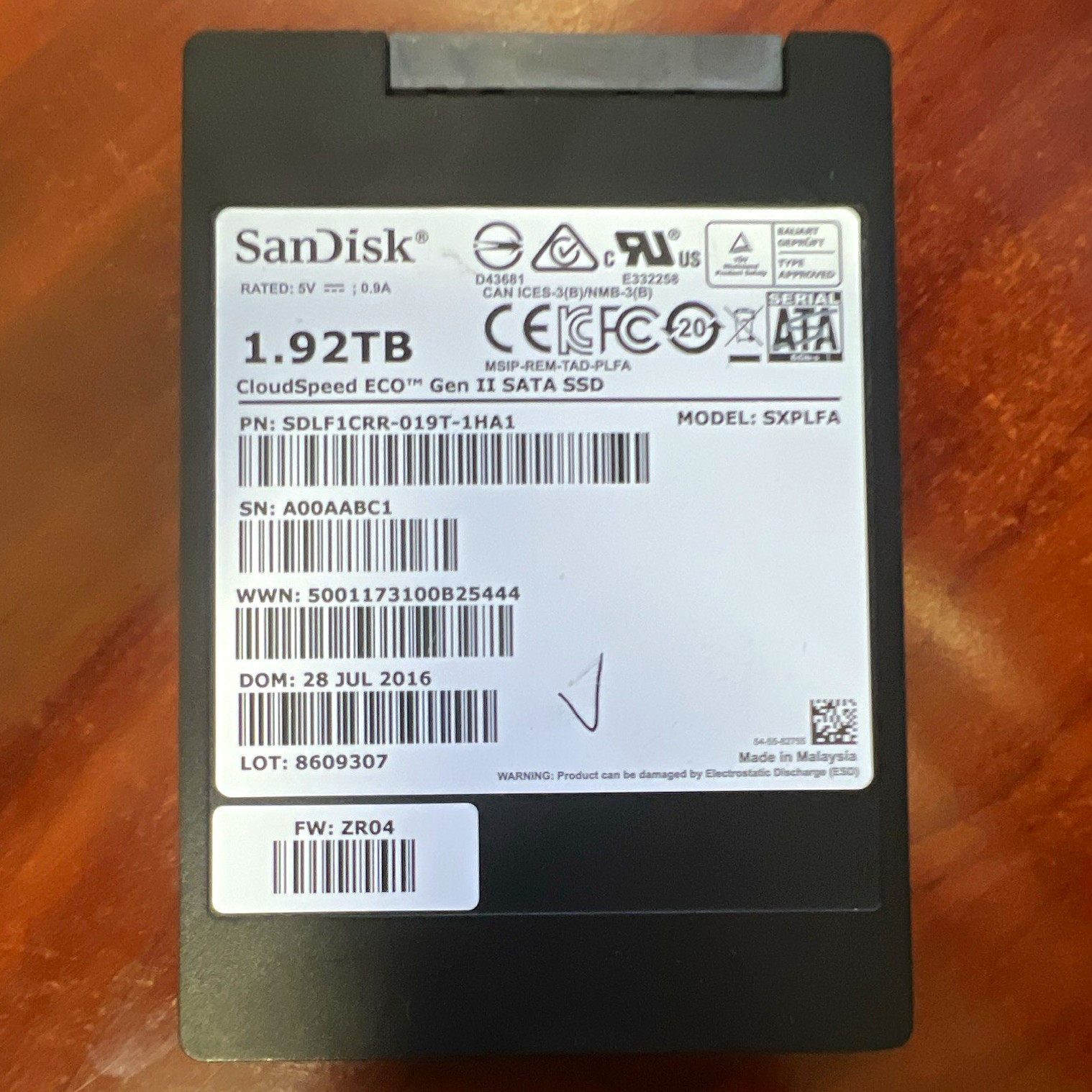 SanDisk CloudSpeed ECO Gen II SXPLFA 1.92TB 2.5 in SATA SSD