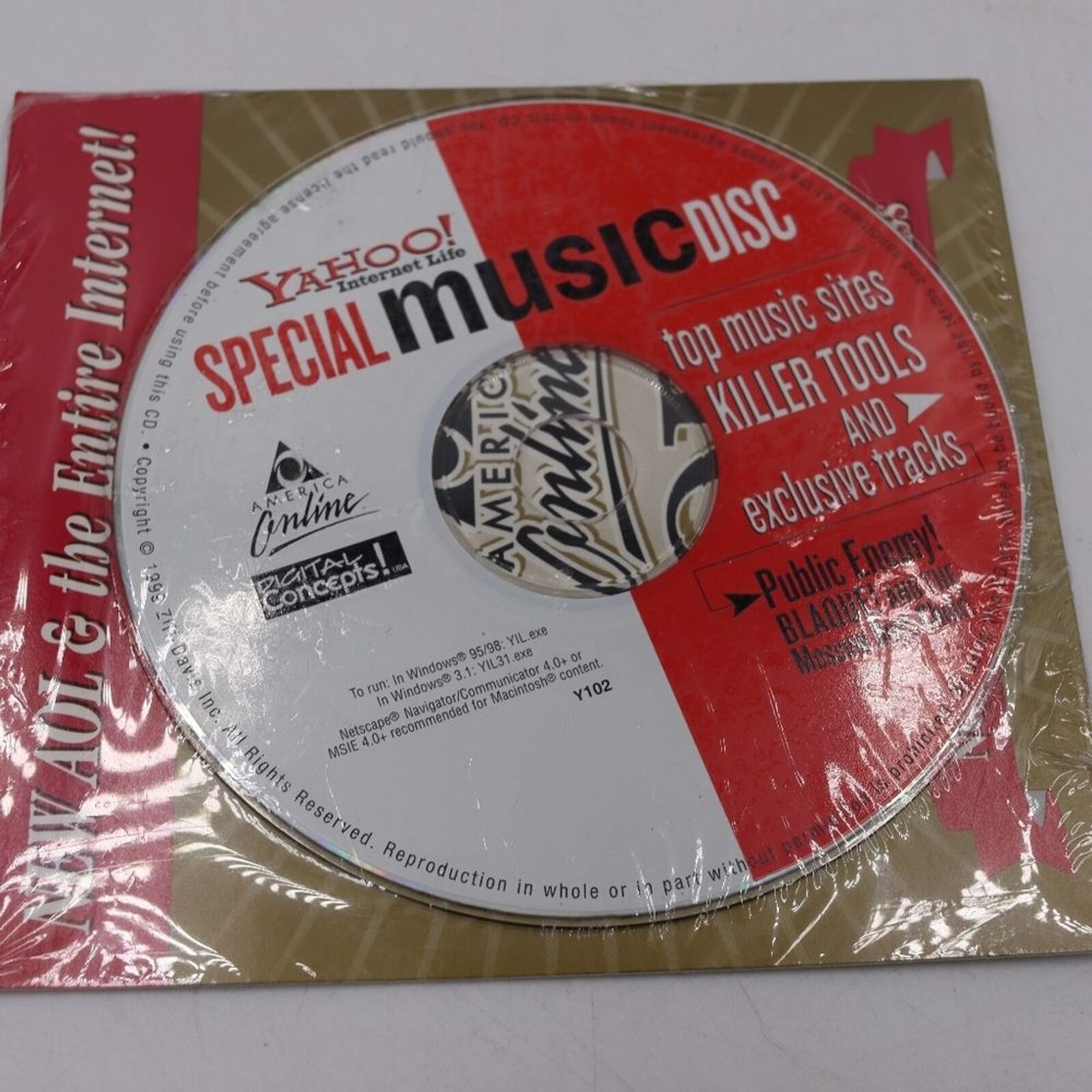 Yahoo internet Lite Special Music Vintage PC CD AOL 90s Sealed