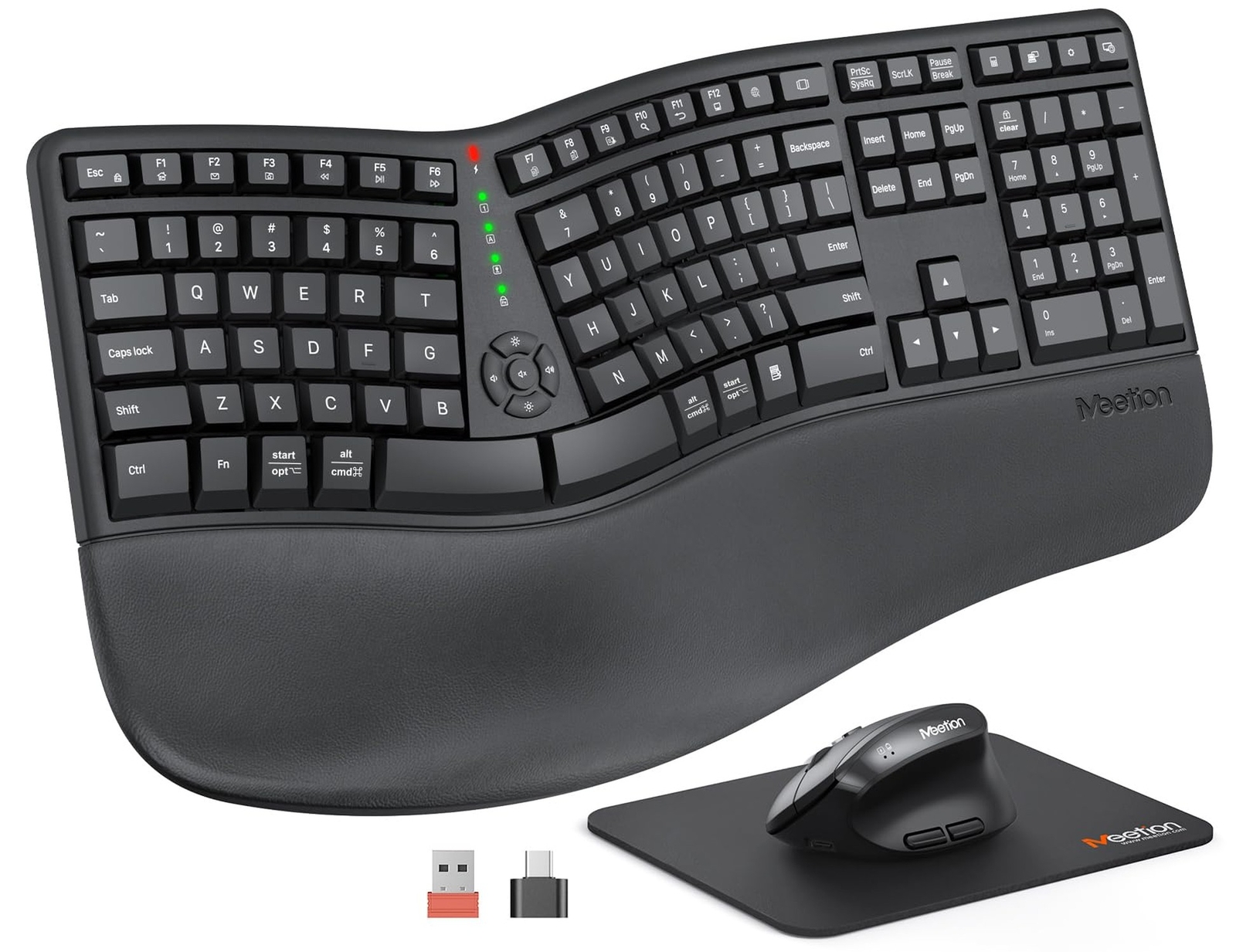 MEETION Ergonomic Wireless Keyboard and Mouse, Ergo Keyboard with Vertical Mo...
