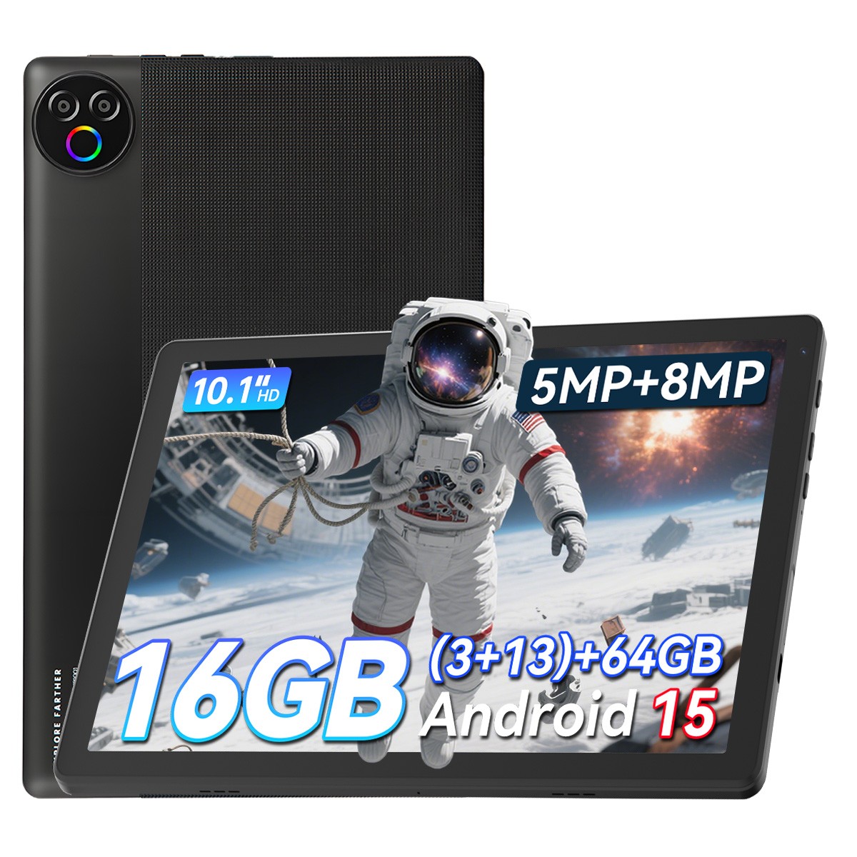 2026 10.1 inch Tablet Android 15 16GB RAM 64GB ROM Dual Camera IPS LCD HD WIFI