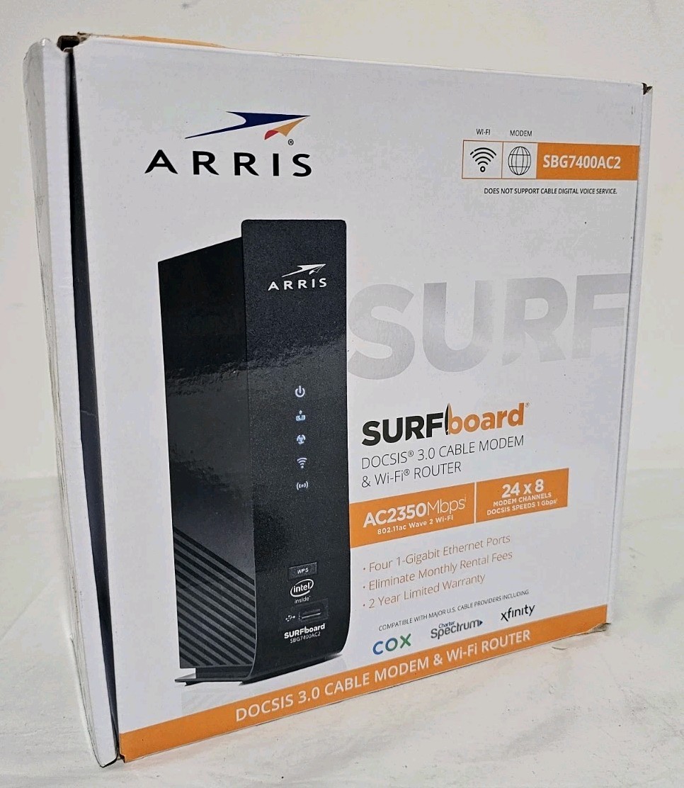 ARRIS SURFboard SBG7400AC2 DOCSIS 3.0 Dual-Band AC2350 24x8 4-Port SEALED BOX