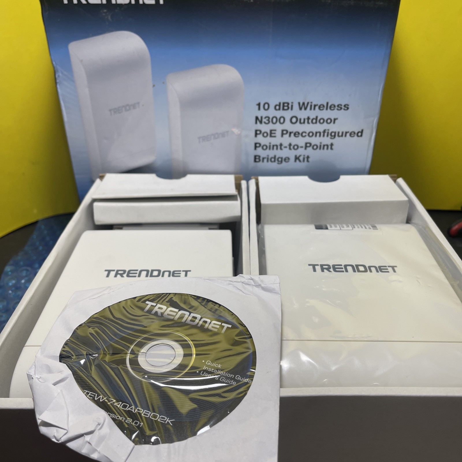 10dBi Wireless N300 Outdoor PoE Preconfigured P2P Bridge Kit Open Box