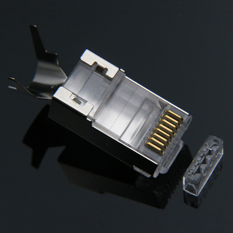 50pcs RJ45 Connector Cat7 Cat6a Network Connector Gilded 8P8C RJ45 Plug Terminal