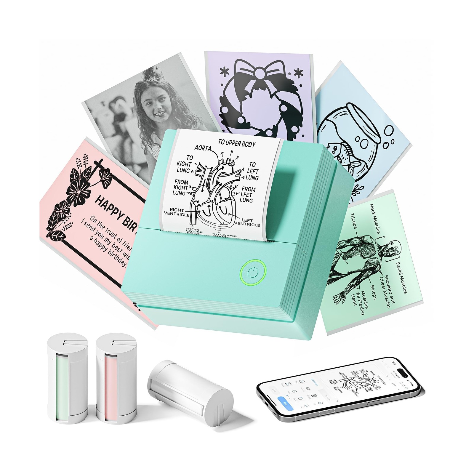 Sticker Printer, PM290 Mini Printer, Bluetooth Sticker Maker Machine with 3 R...