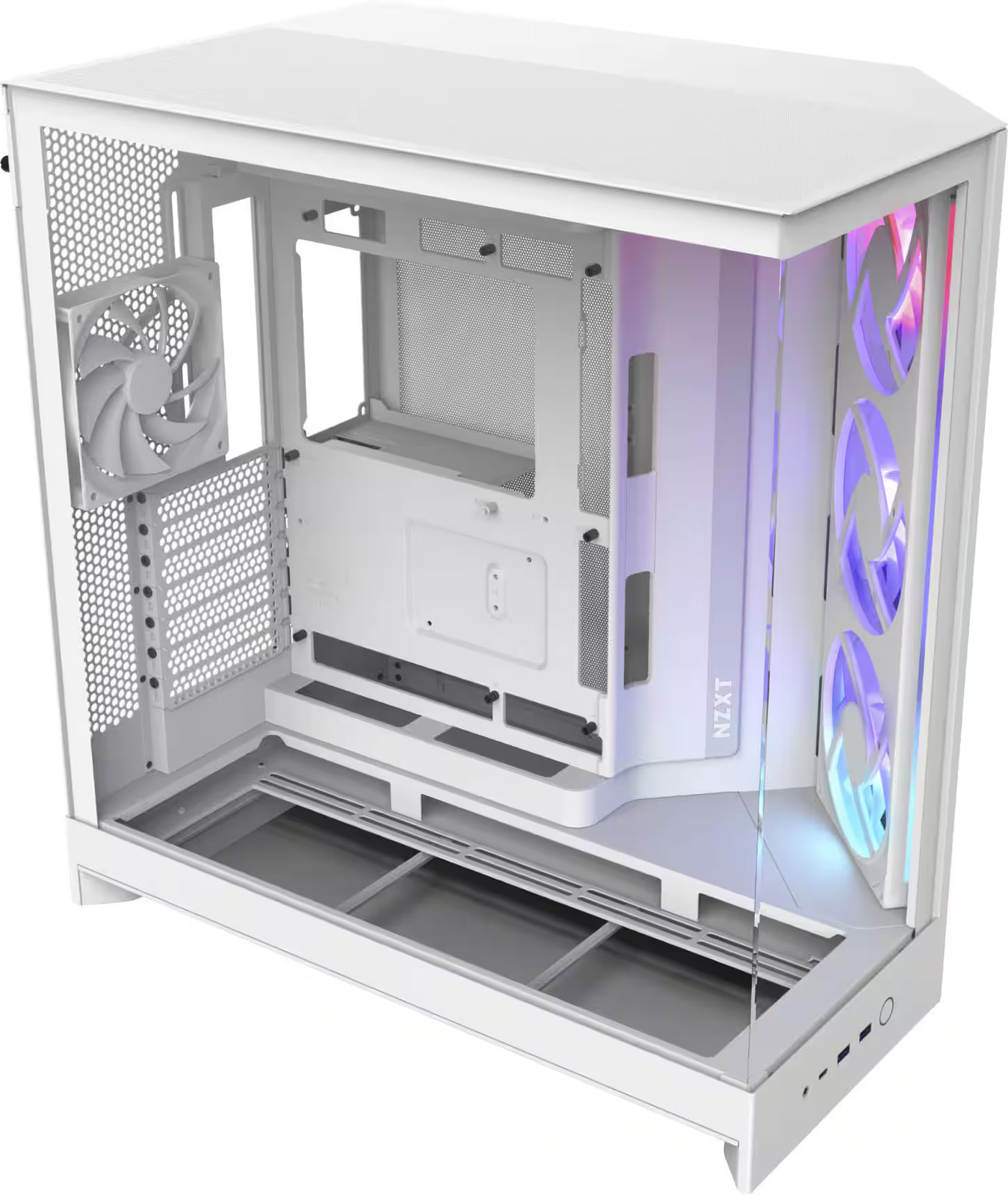 NZXT - H9 Flow RGB 2025 ATX Mid-Tower Dual-Chamber PC Case - White