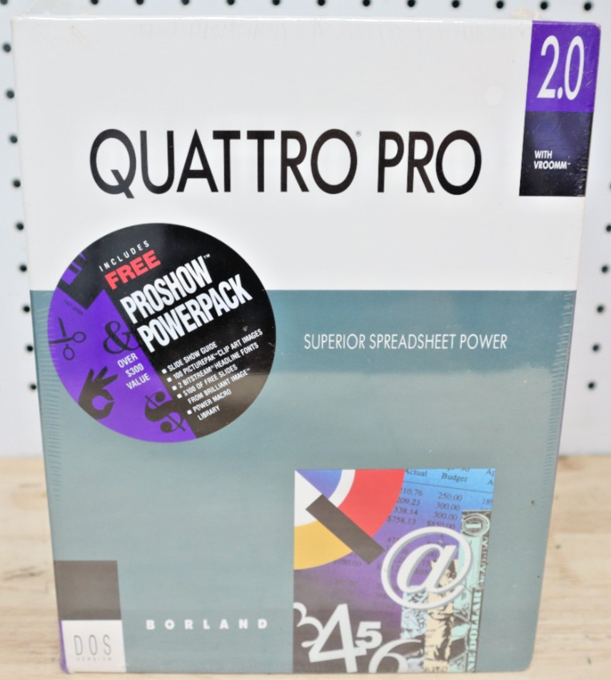 QUATTRO Pro Version 2.0 Big Box PC New Sealed - DOS - Borland - 5.25 & 3.5" Disk