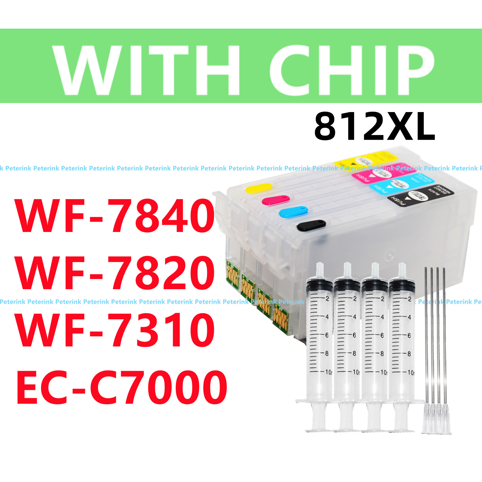 Empty Refillable Ink Cartridge T812 812 XL with chip for WF7840 WF7820 WF7310