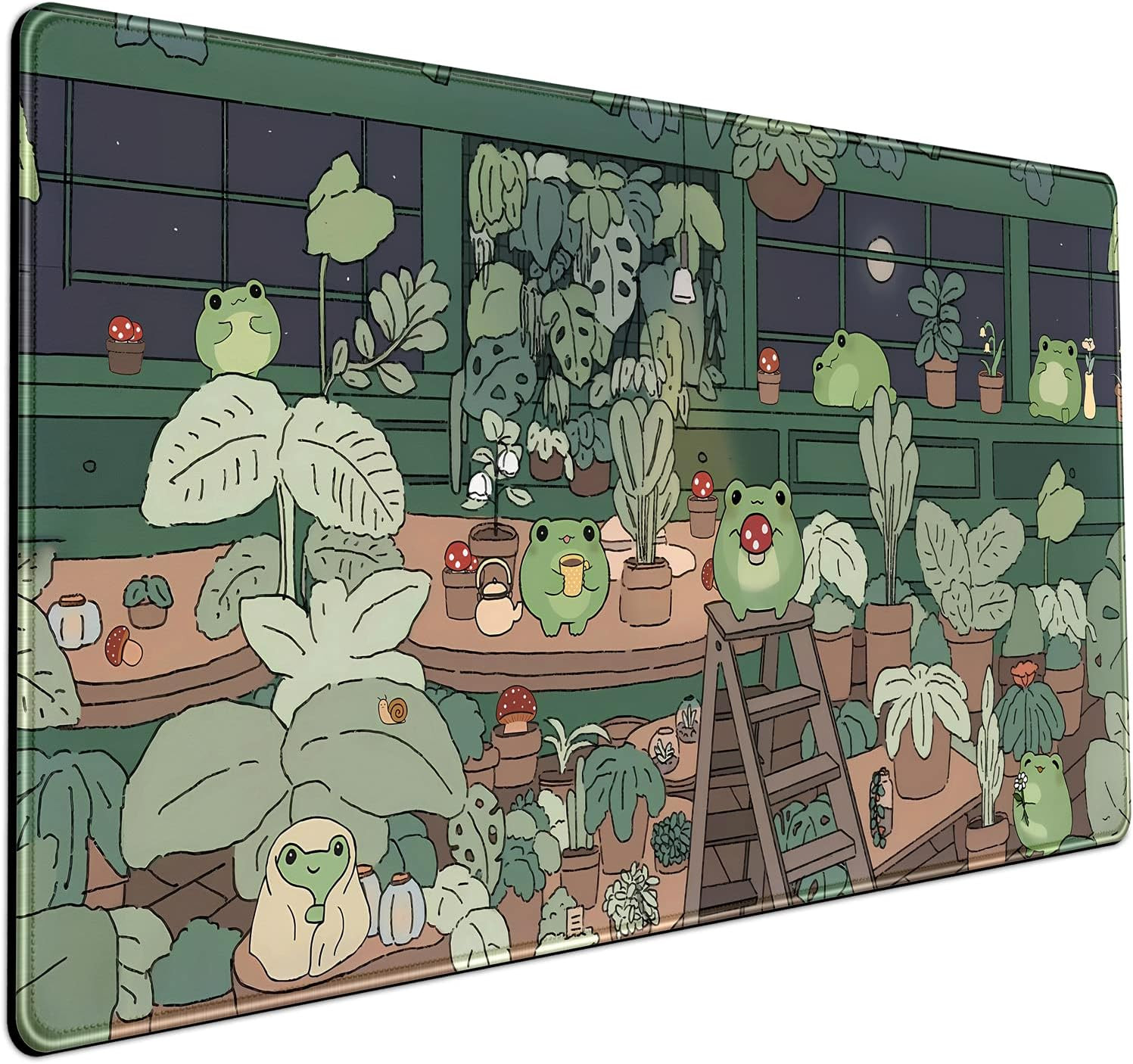Cute Frog Mouse Pad Desk Pad Kawaii Green Decor Mat, Large Gaming Mouse Pad for