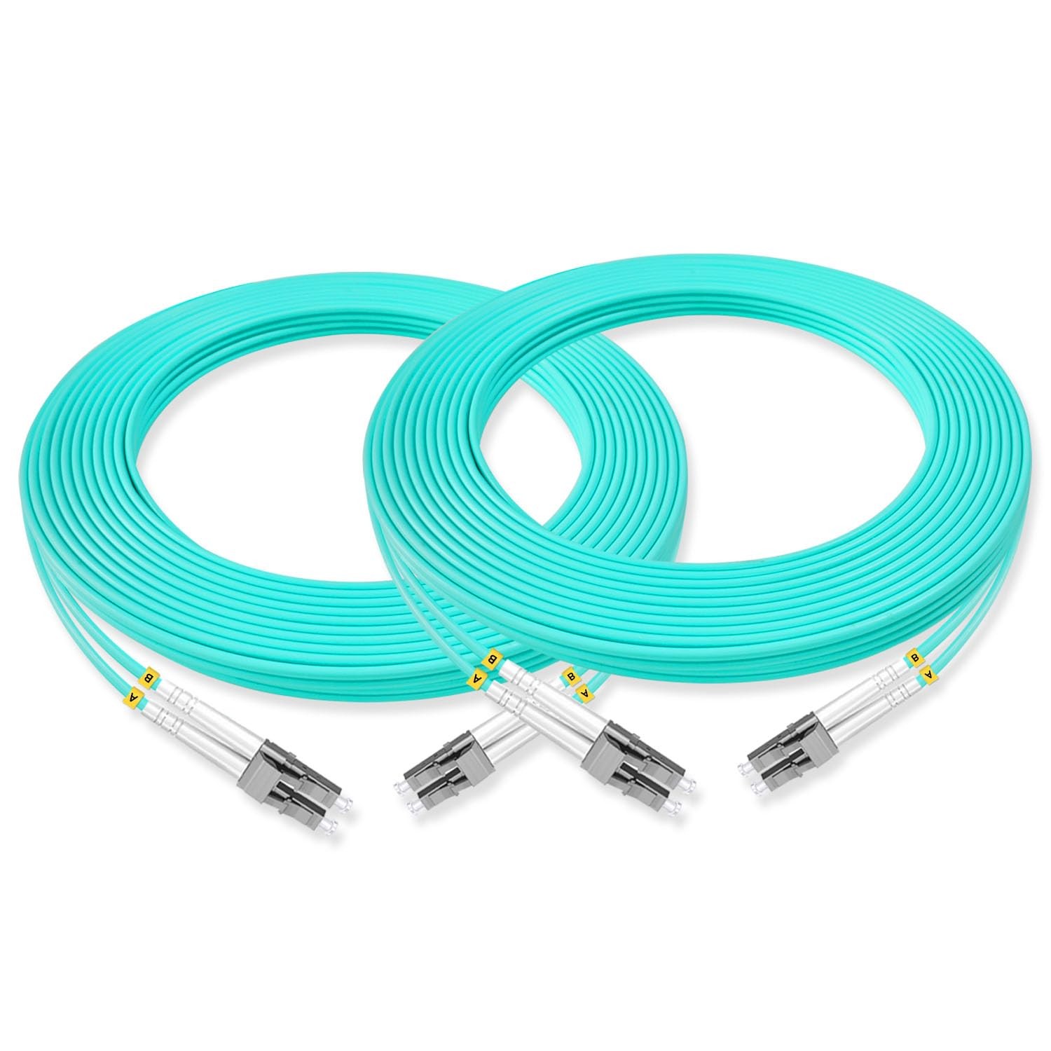 Lebrudos 2Pcs 10 Meter Multi-Mode Fiber Optic Patch Cord LC UPC to LC UPC Dup...
