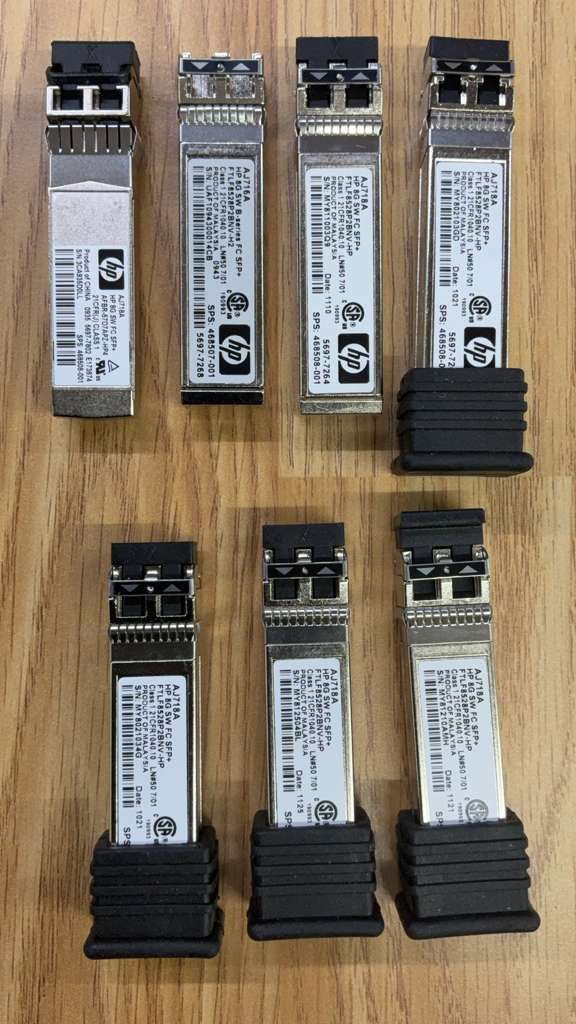 Lot of 7 HP 10Gb SR SFP+ 850nm Optical Transceiver Modules Mixed Models