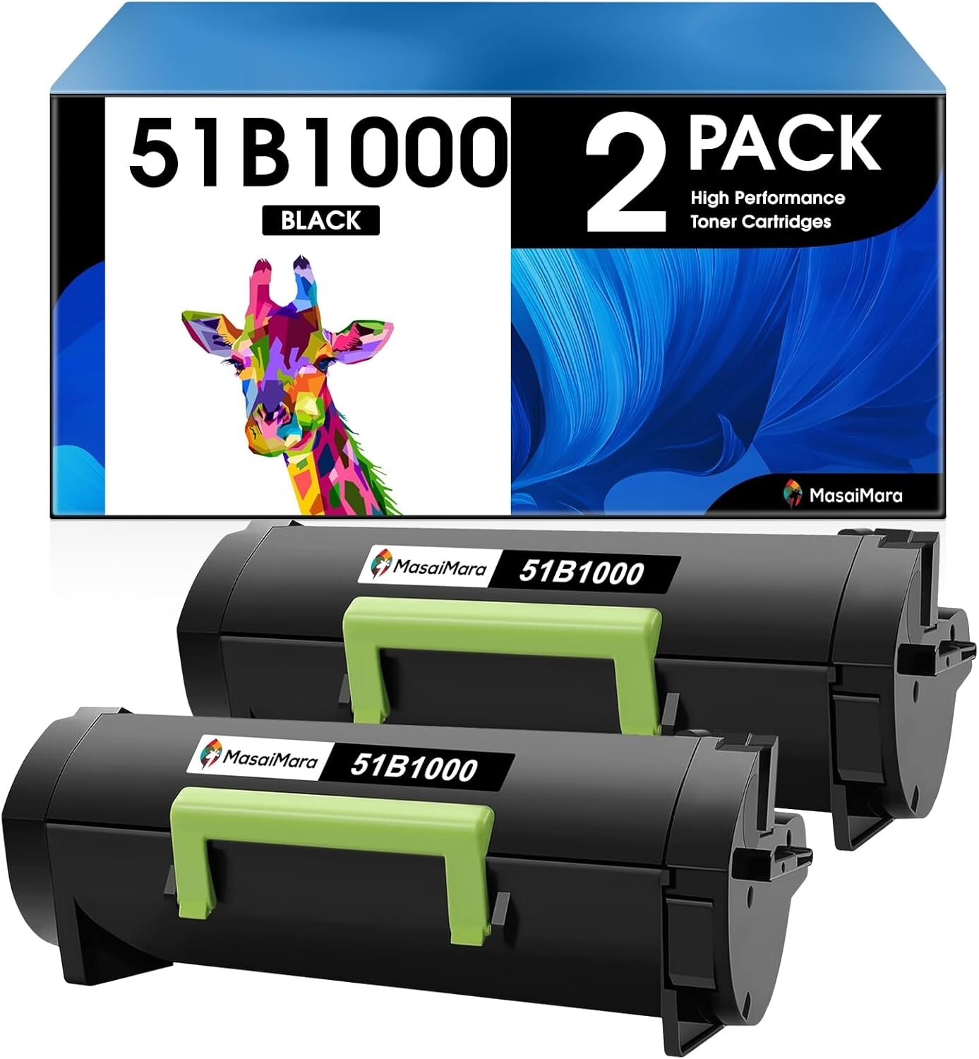 Compatible with Lexmark MS317 Replace 51B1000 2500 High Yield Black Toner 2 PACK