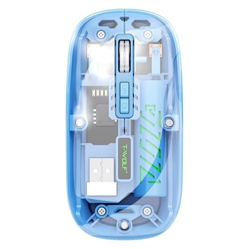 Transparent Blue RGB Silent Wireless Gaming Mouse