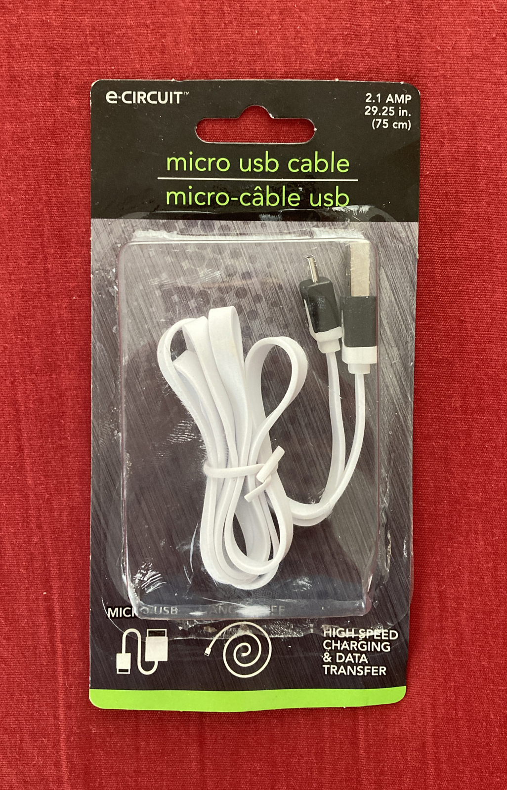White e-circuit Micro USB Cable High-Speed Charging & Data Transfer (29.25 in)