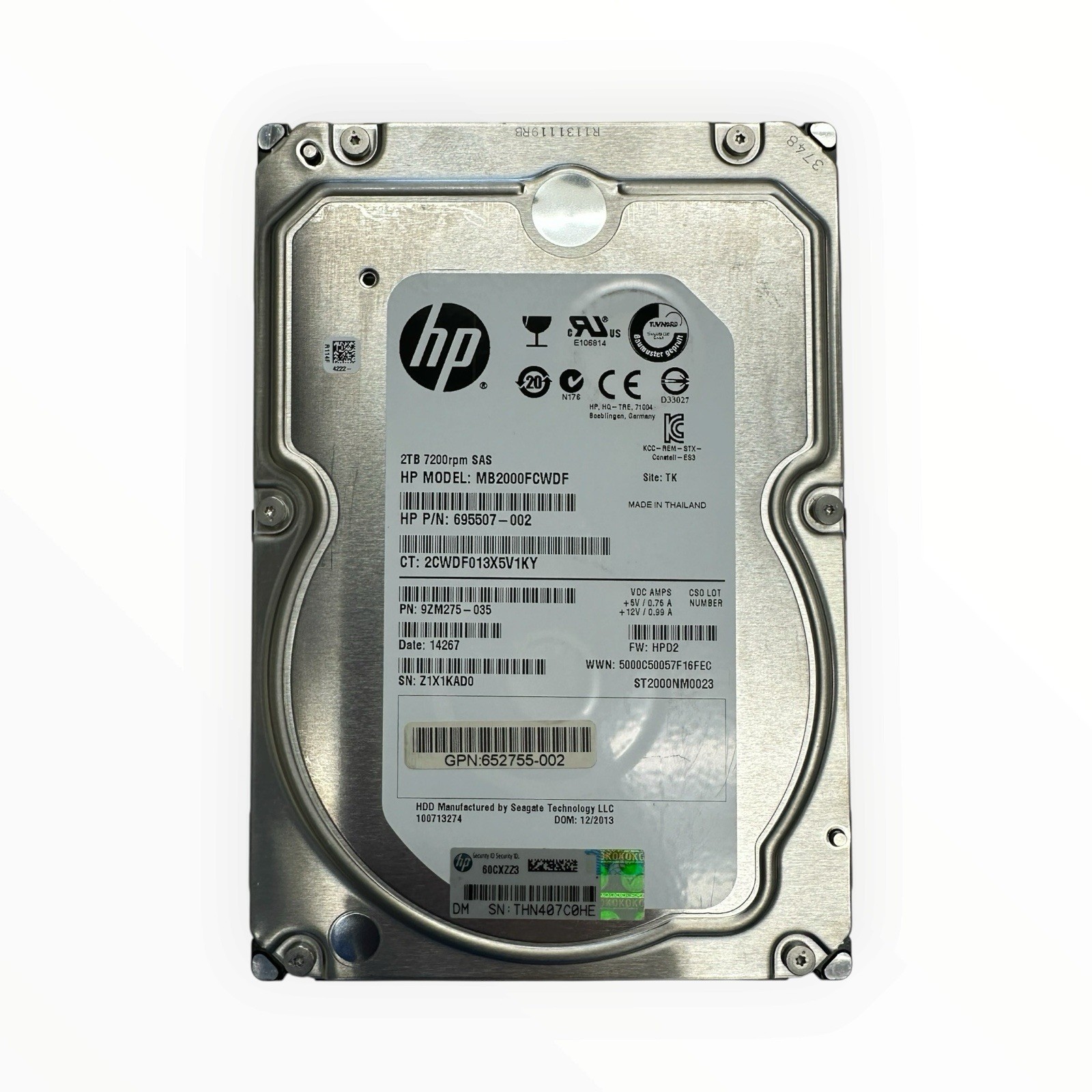 HP MB2000FCWDF 695507-002 2TB ST2000NM0023 128MB SAS 3.5'' - SERVER DRIVE ONLY