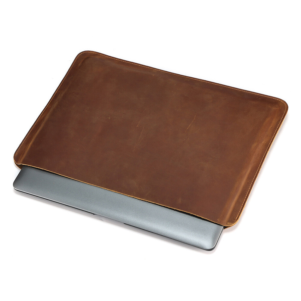 Ronuo Distressed Vintage Genuine Leather Protective Sleeve Case for MacBook Pro