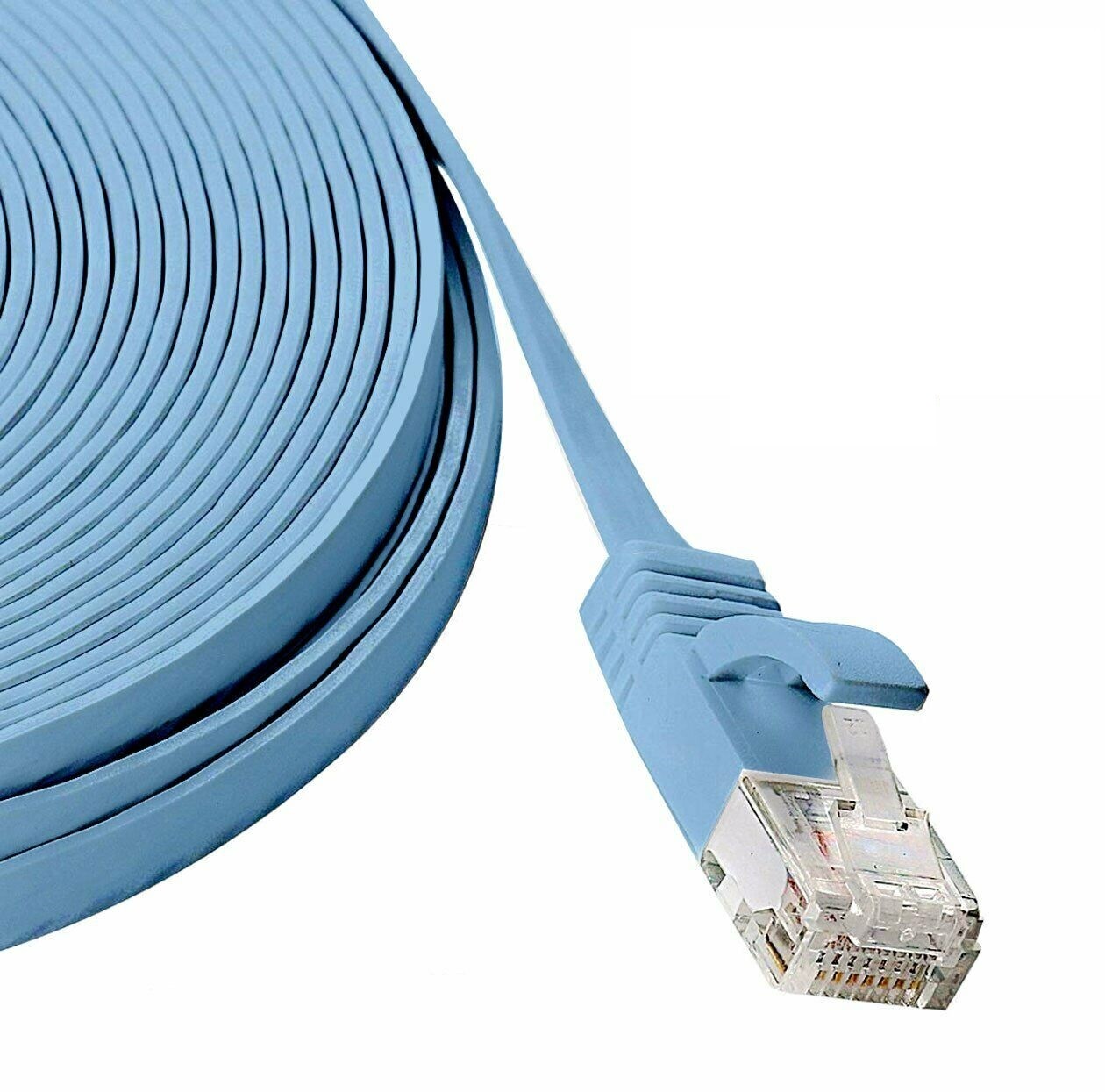 RJ45 CAT7 6FT 10FT 30FT 50FT 100FT 200FT Ethernet Network Cable Cord Flat LOT US