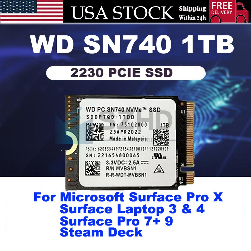 WD PC SN740 1TB M.2 2230 SSD NVMe PCIe4x4 For Steam Deck ASUS ROG Flow X Ally Z1