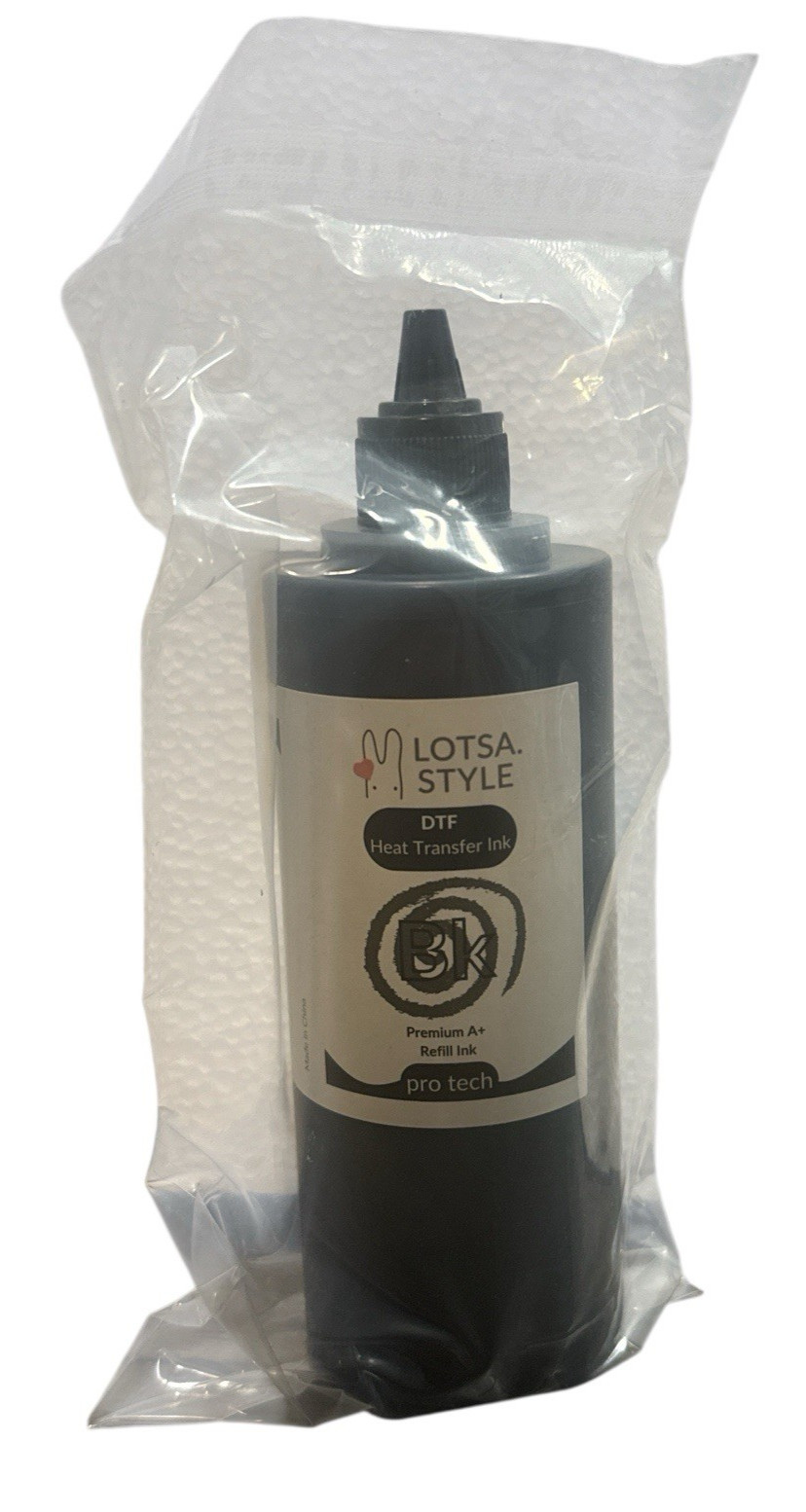 Lotsa Style DTF Black Heat Transfer Ink Premium A+ Refill Bottle 250ml NEW