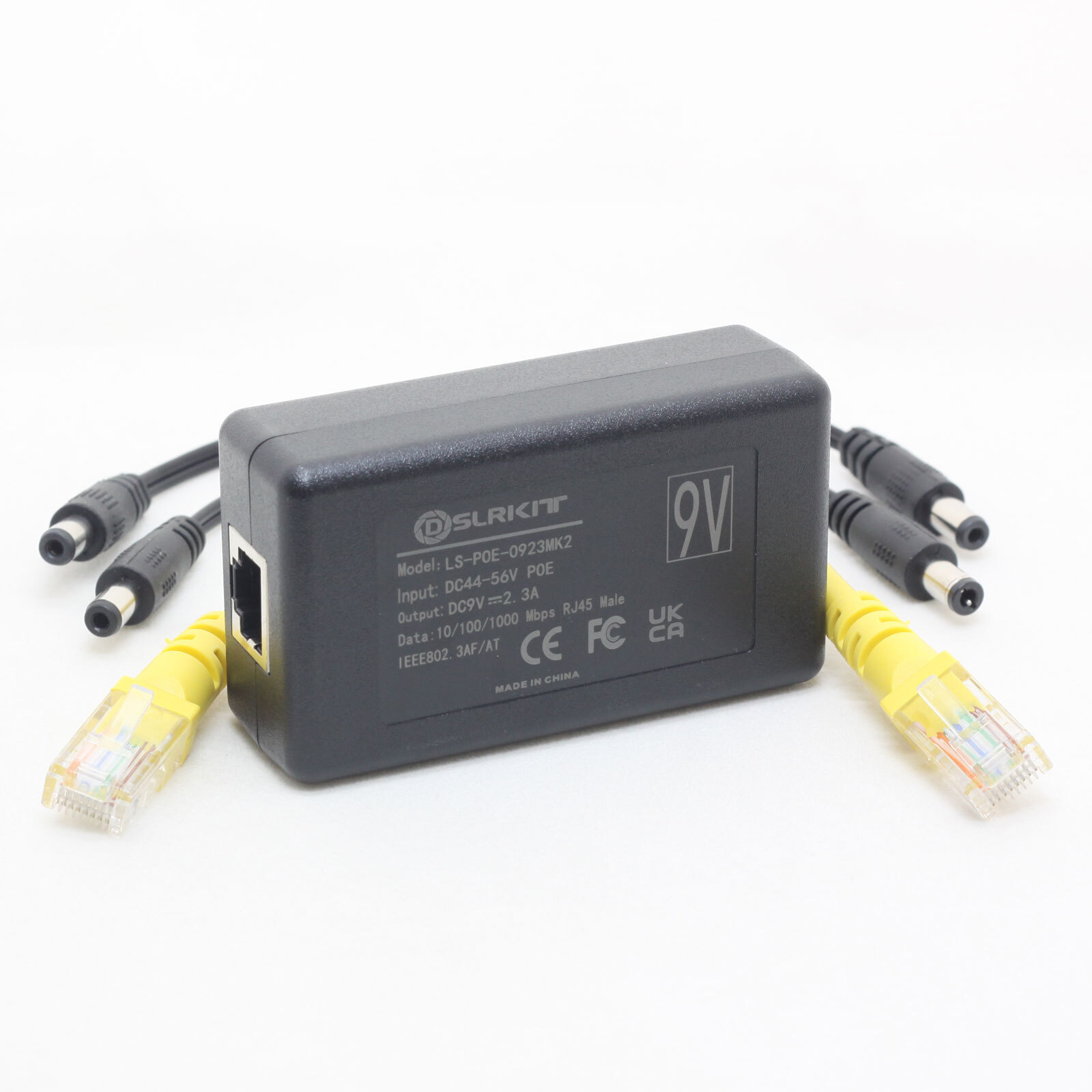 9V 2.3A Gigabit Active PoE Splitter 23watt DC 5.5x2.1/2.5mm Ethernet 802.3AT