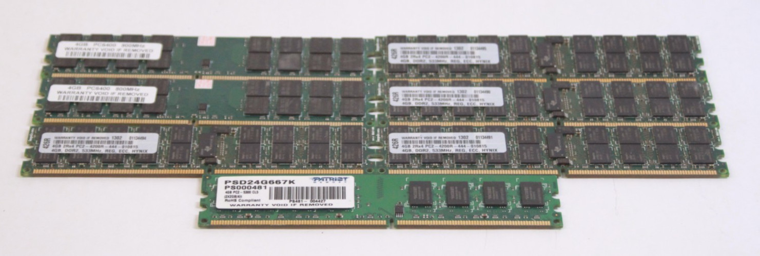 LOT of 7 Mixed Brands 2GB DDR2 PC2 Desktop RAM Memory Mixed Speeds READ