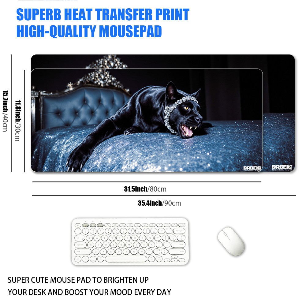 1pc XXL Extra Large Cool Black Panther Luxurious Full Diamond Premium Mouse Pa