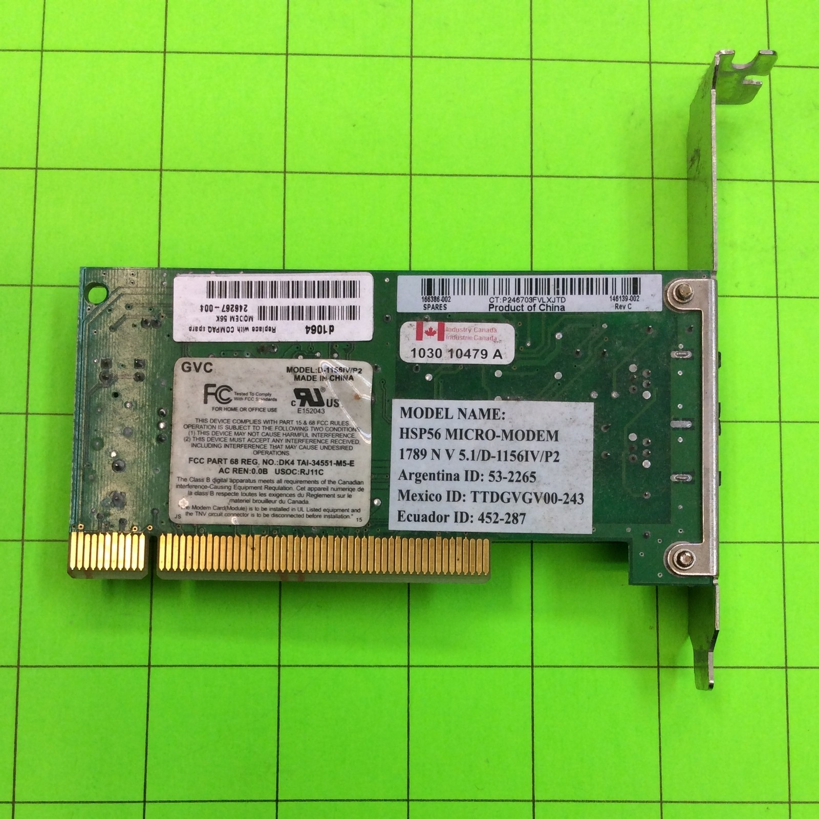 Compaq Presario 5108US PC MICRO-MODEM D1156IV/P2 HSP56 MICRO-MODEM D1156IV/P2 M