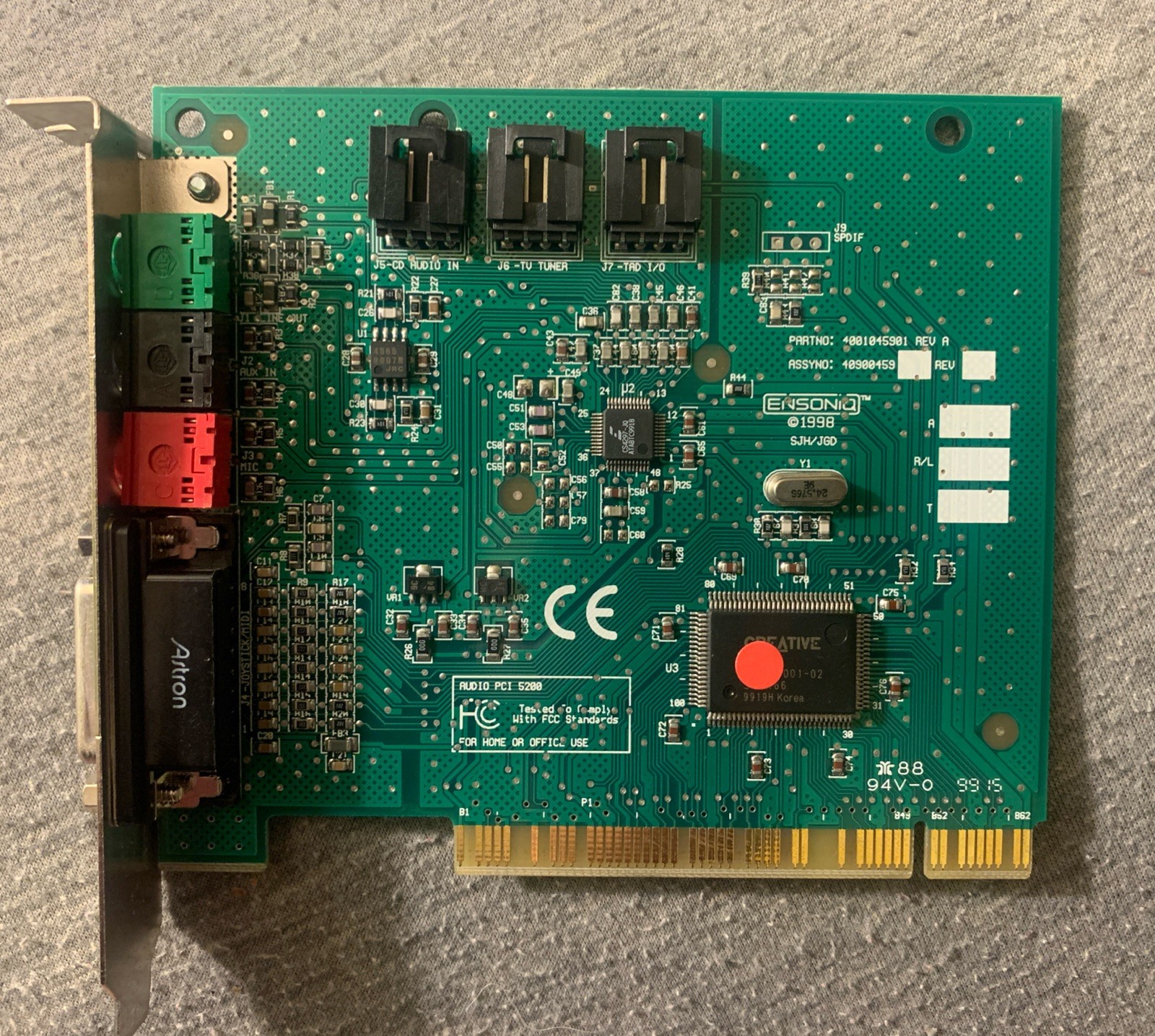 Creative Labs Ensoniq Audio PCI 5200 Sound Card 4001045901 REV A