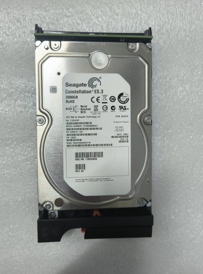 EMC 2T SAS 3.5 7.2K ST2000NM0023 005050743 118033059 VNXe3100 VNXe3150 HDD +tray