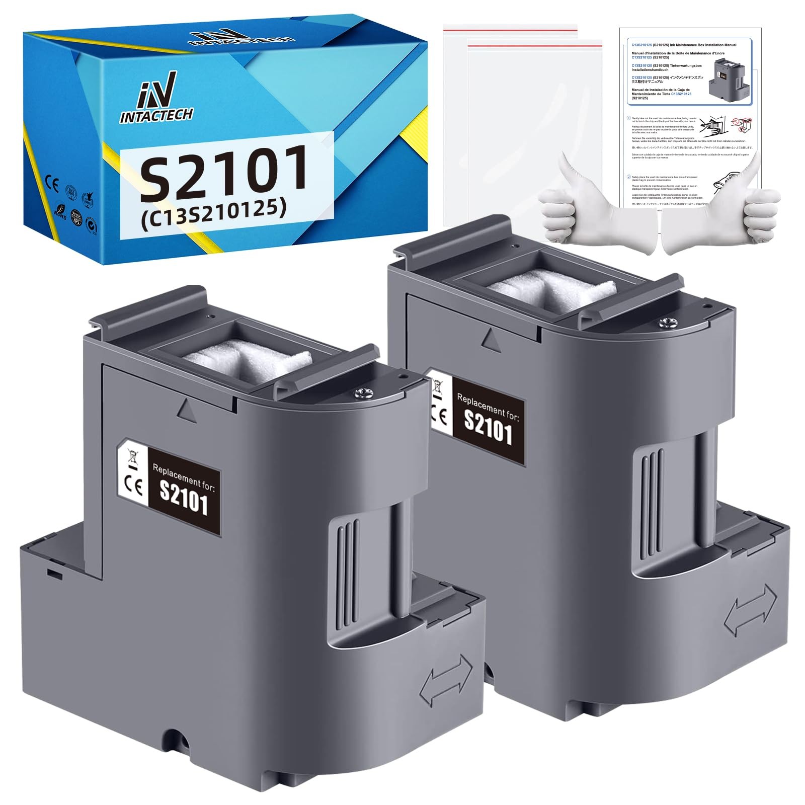 Maintenance Box Waste Ink Tank 2 PCS Compatible with Surecolor SC F170 F100